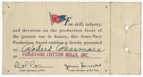 Army-Navy “E” production Award Card, Robert Passmore