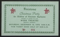 Green Ticket to Firestone Children’s Christmas Party, 1972