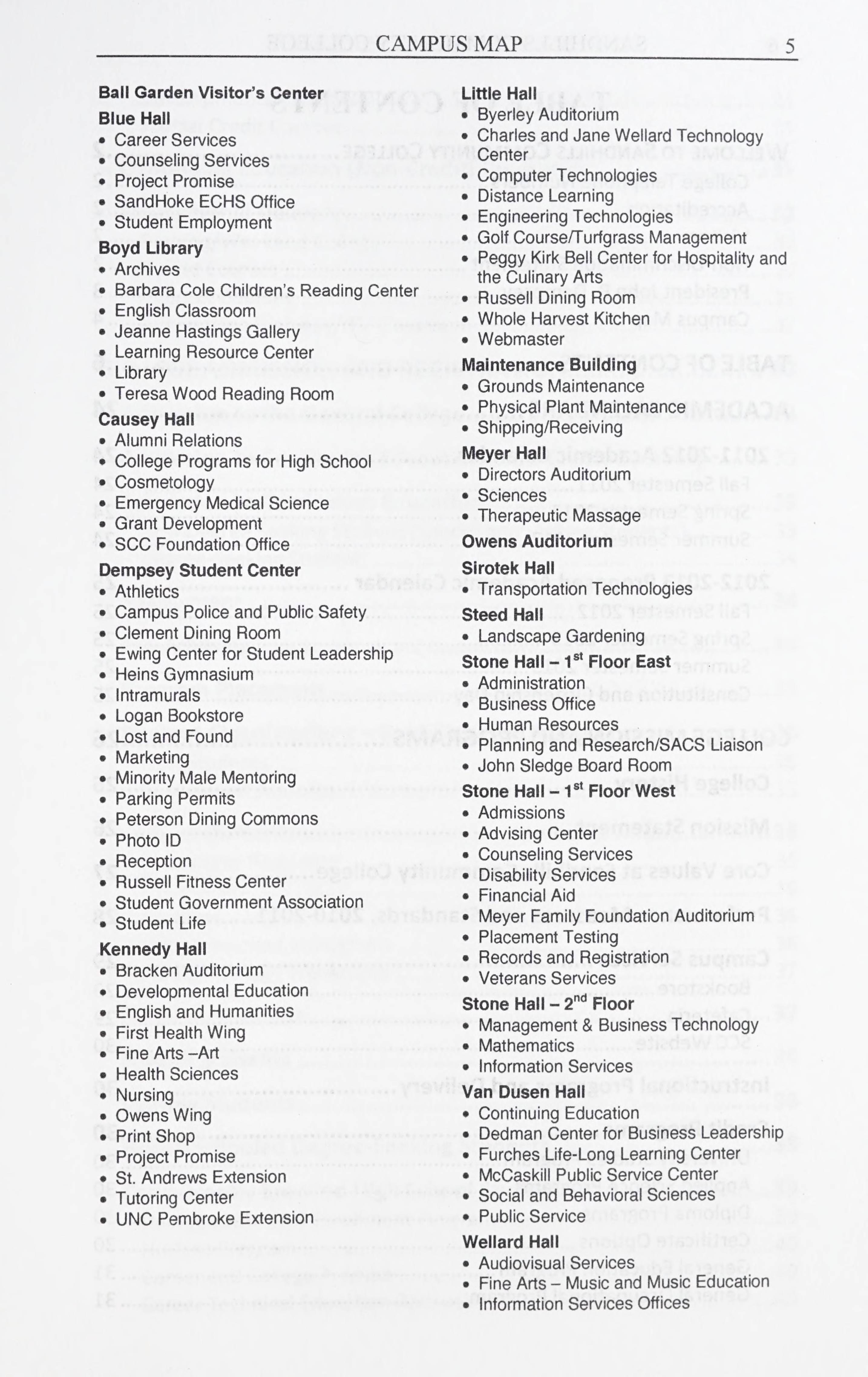 Sandhills Community College Course Catalog [2011-2012]