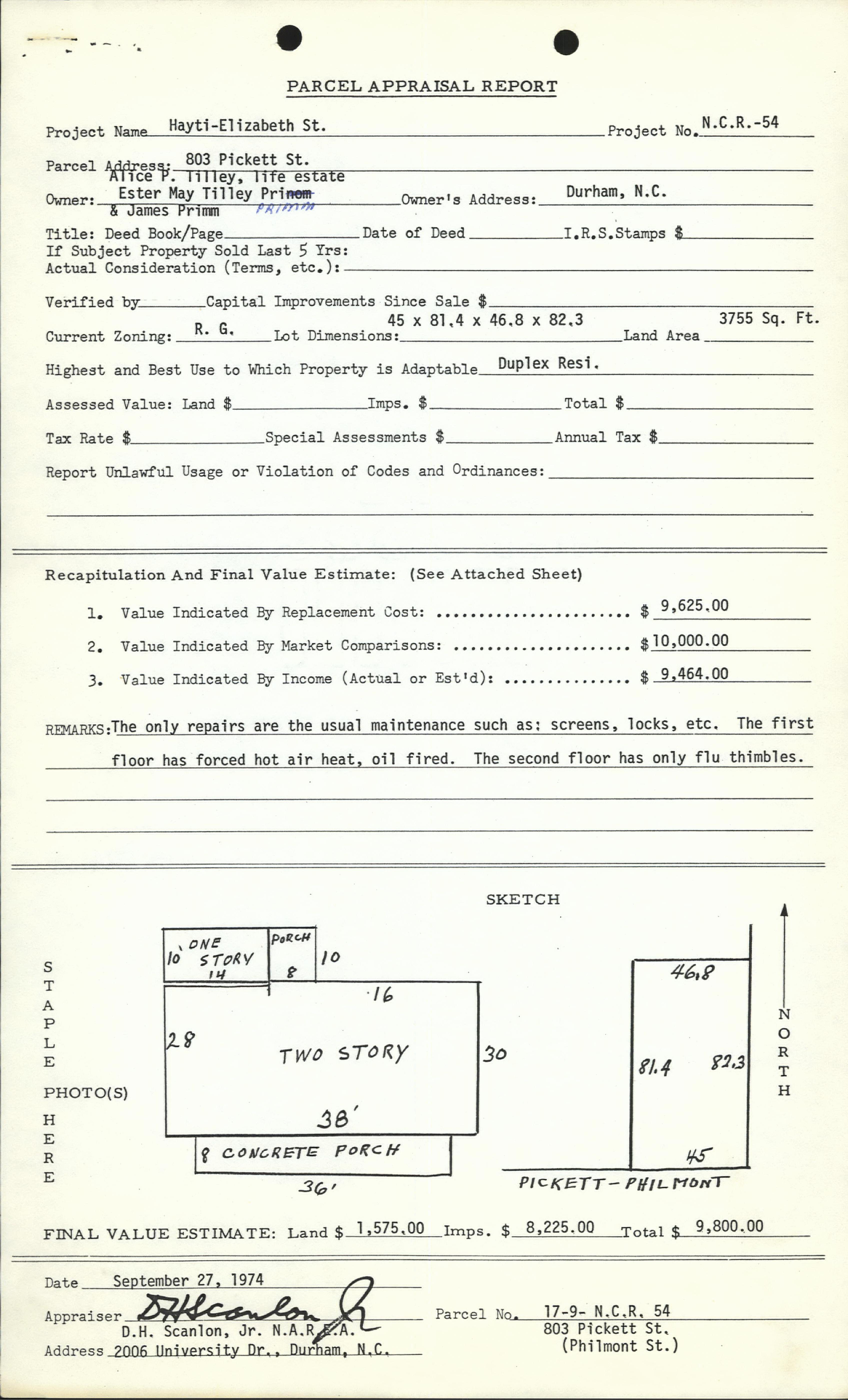 803 Pickett Street, Durham, N.C.