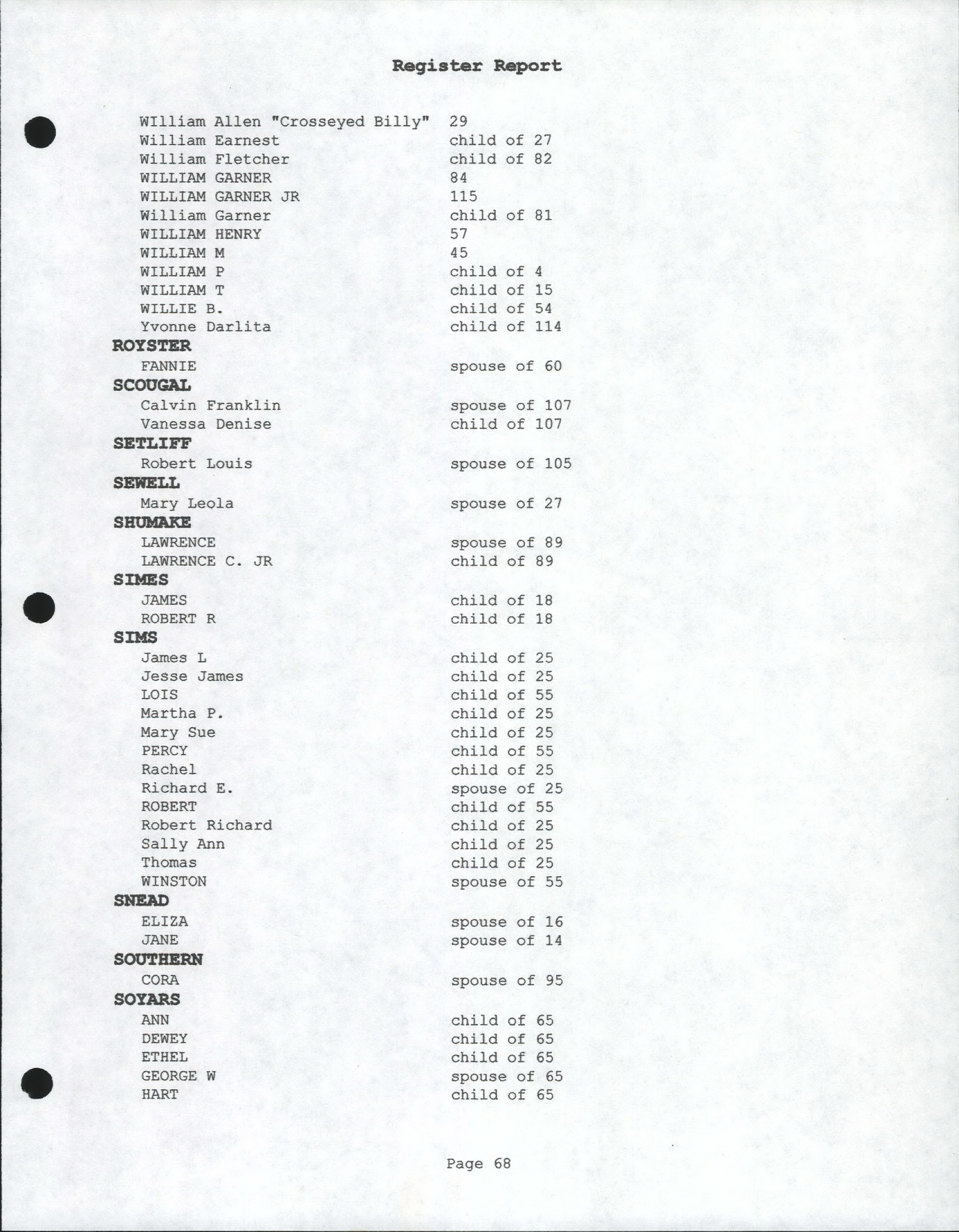 Roberts of Rockingham County, NC