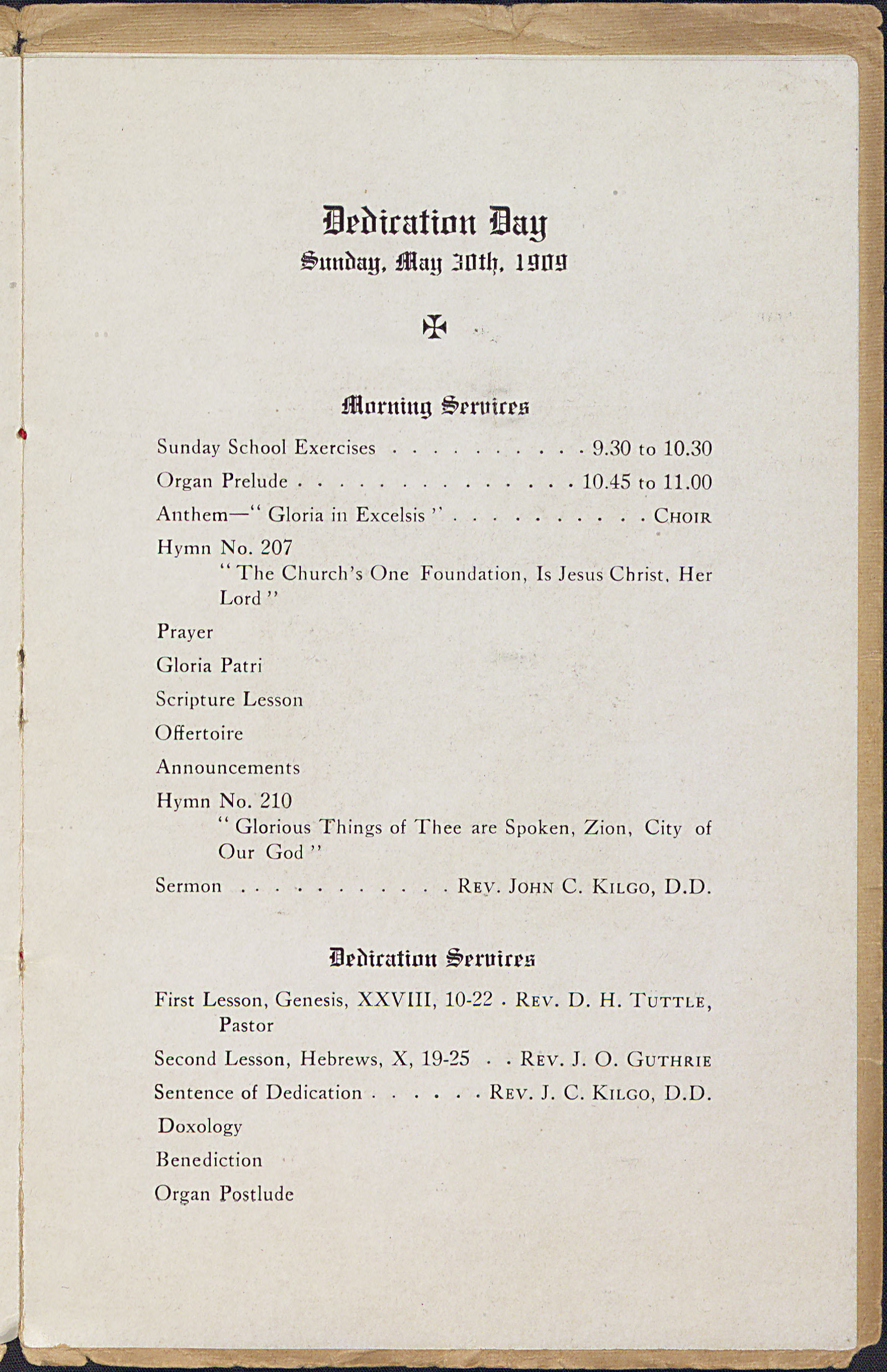 Dedication of the First Methodist Episcopal Church South of Rocky Mount