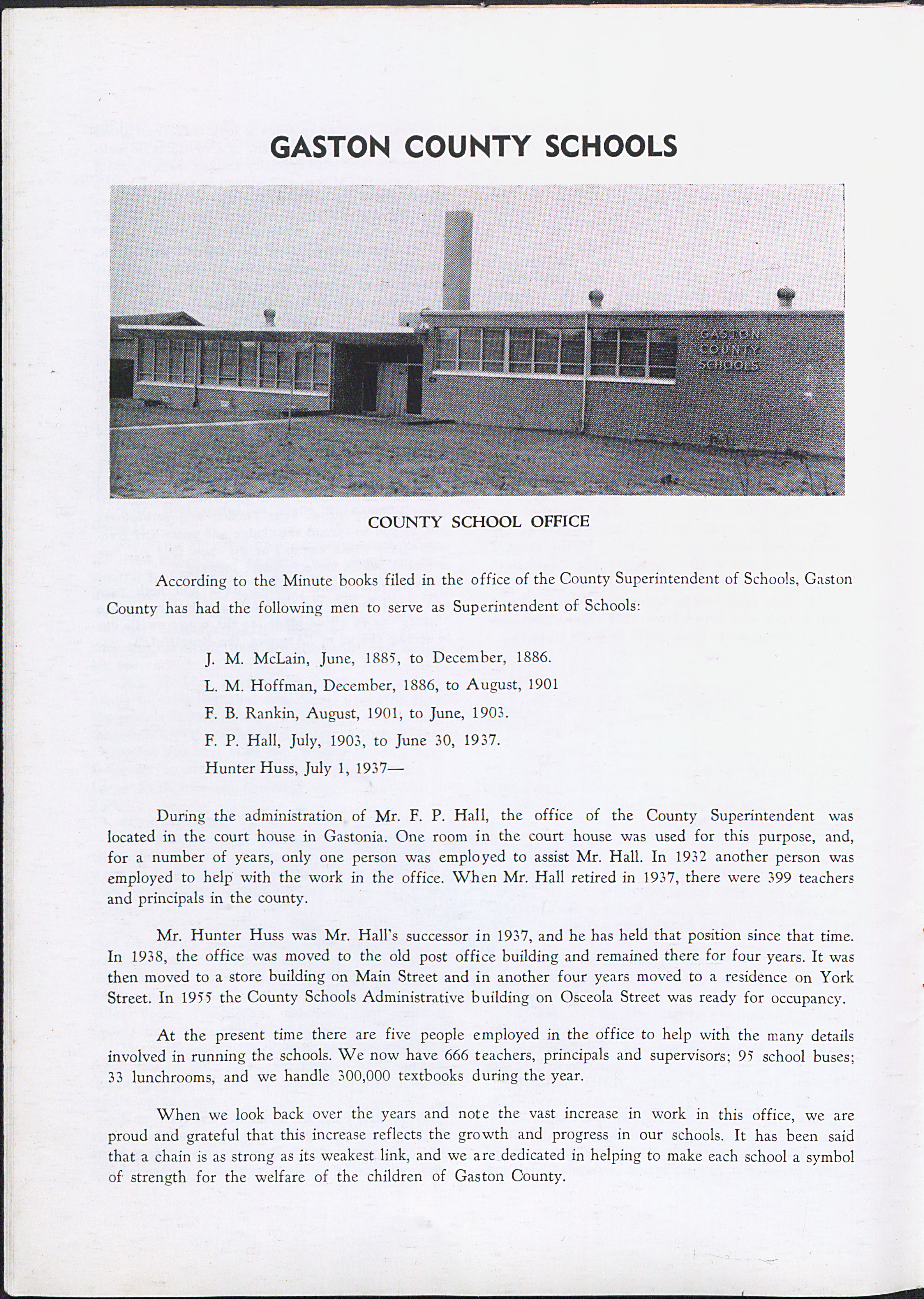 Gaston County's Educational Heritage, 1857-1957