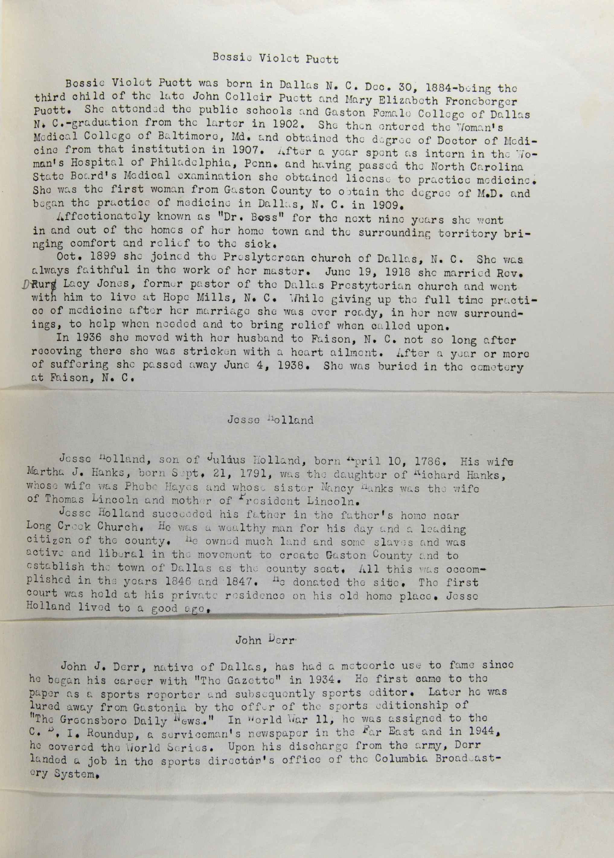 The History of Dallas, North Carolina