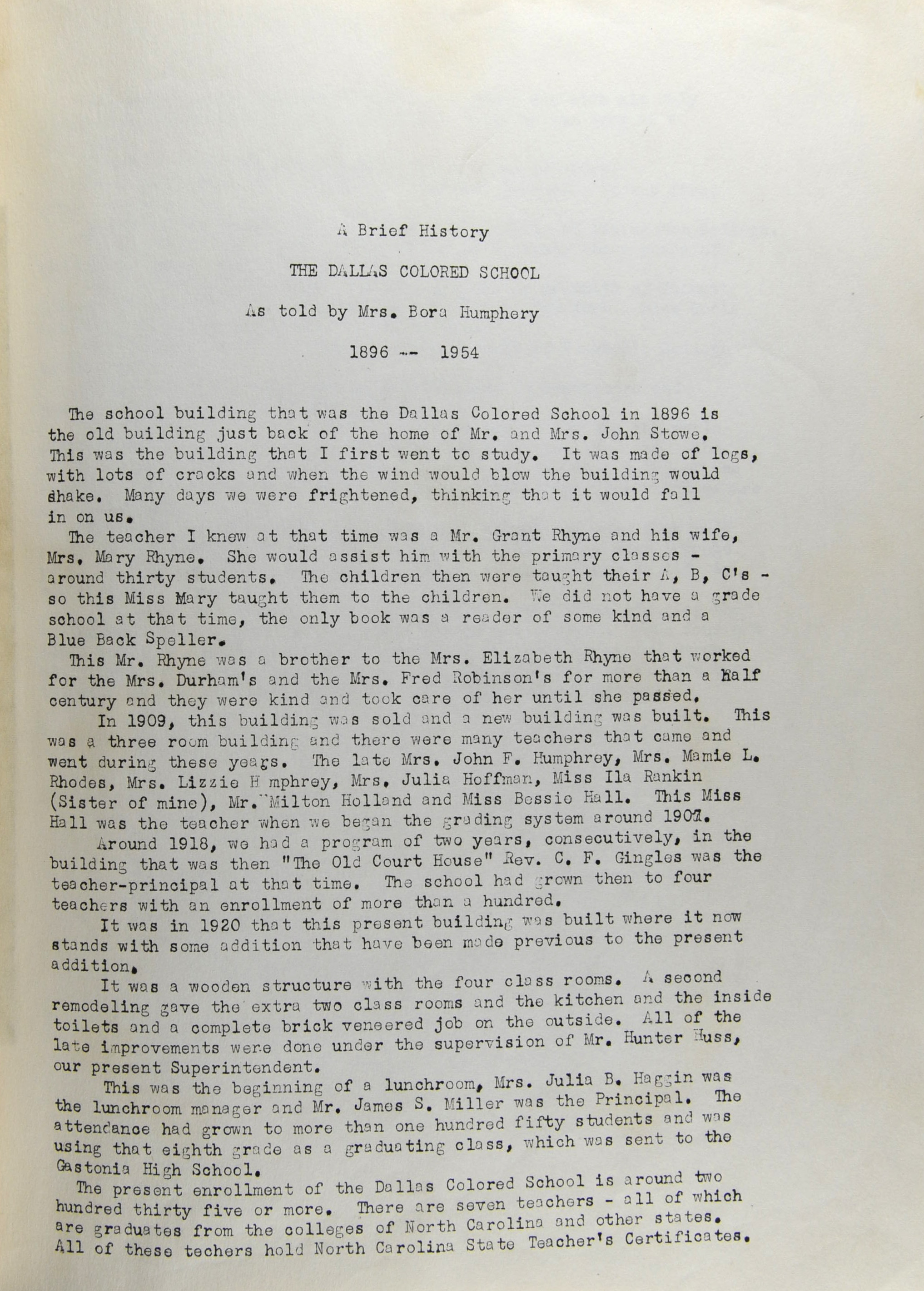 The History of Dallas, North Carolina