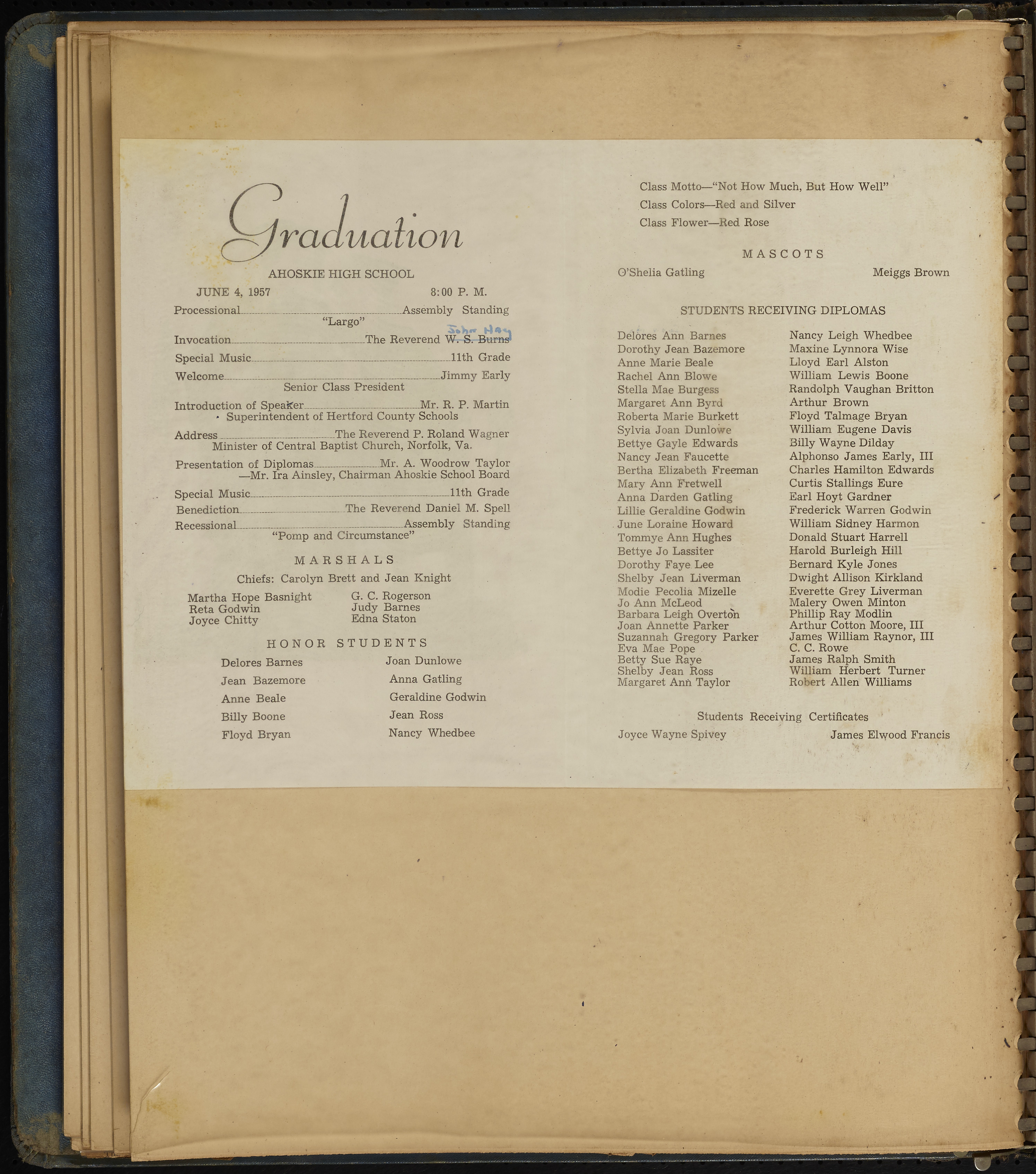 Ahoskie High School Class of 1954 Scrapbook