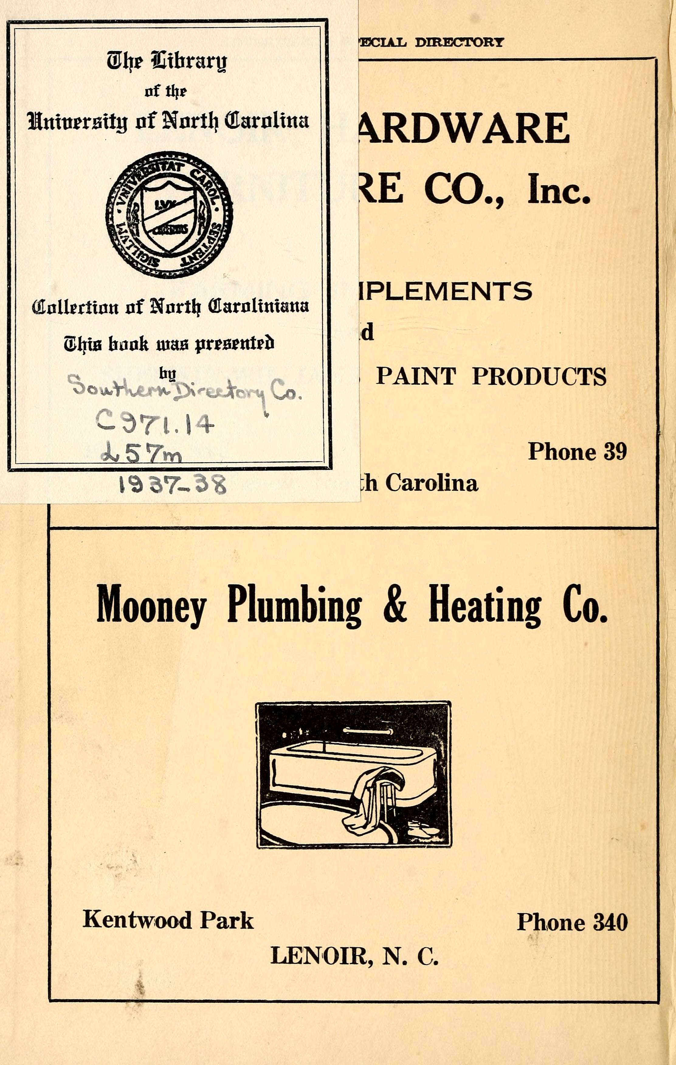 Miller's Lenoir, North Carolina, City Directory [19371938]