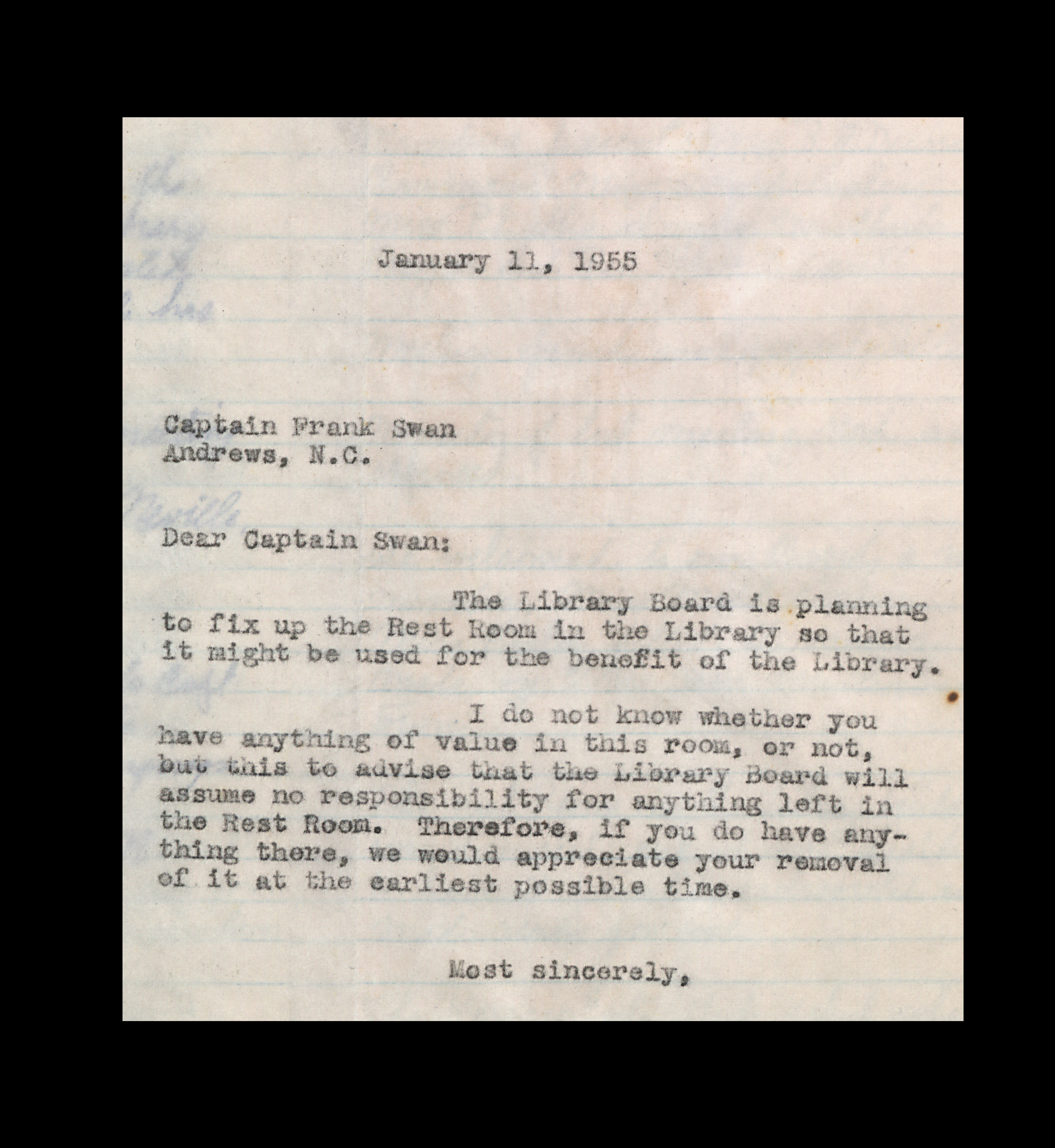 Minutes of the Board of Trustees of the Carnegie Library of Andrews NC