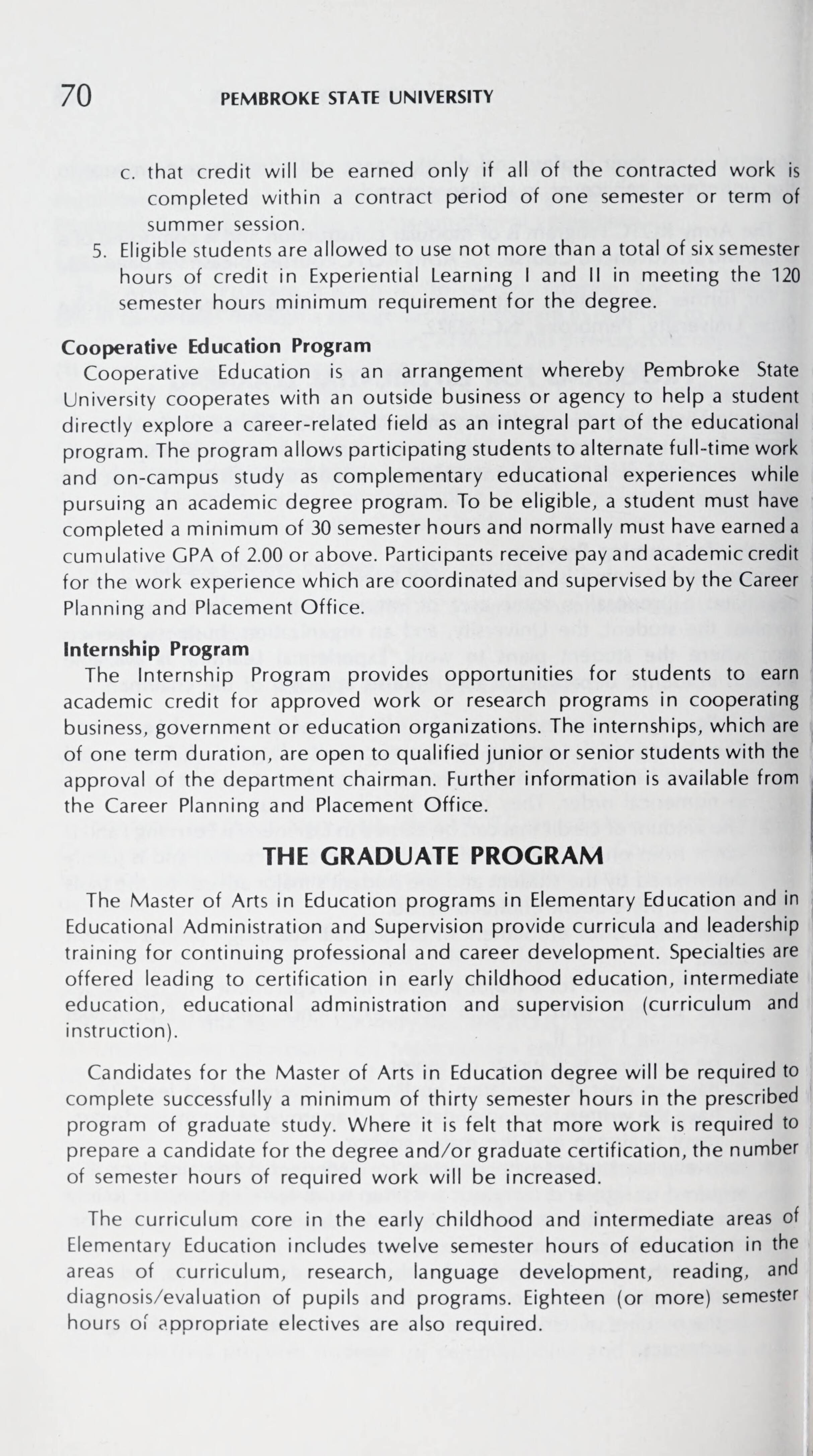 Pembroke State University Catalog [1982]