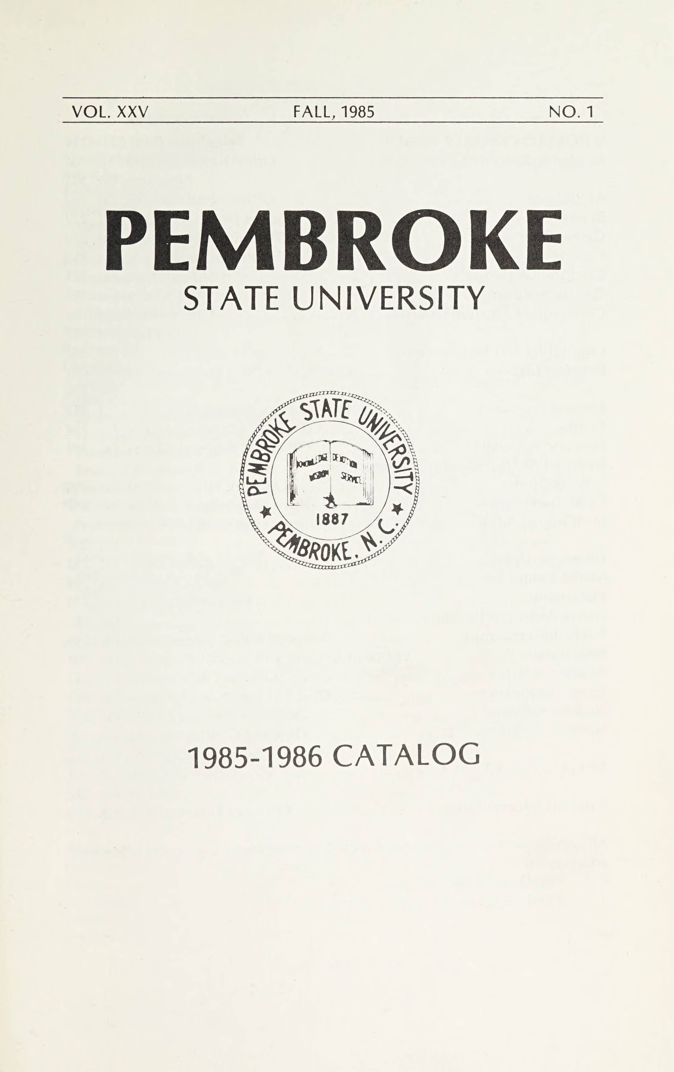 Pembroke State University Catalog [19851986]