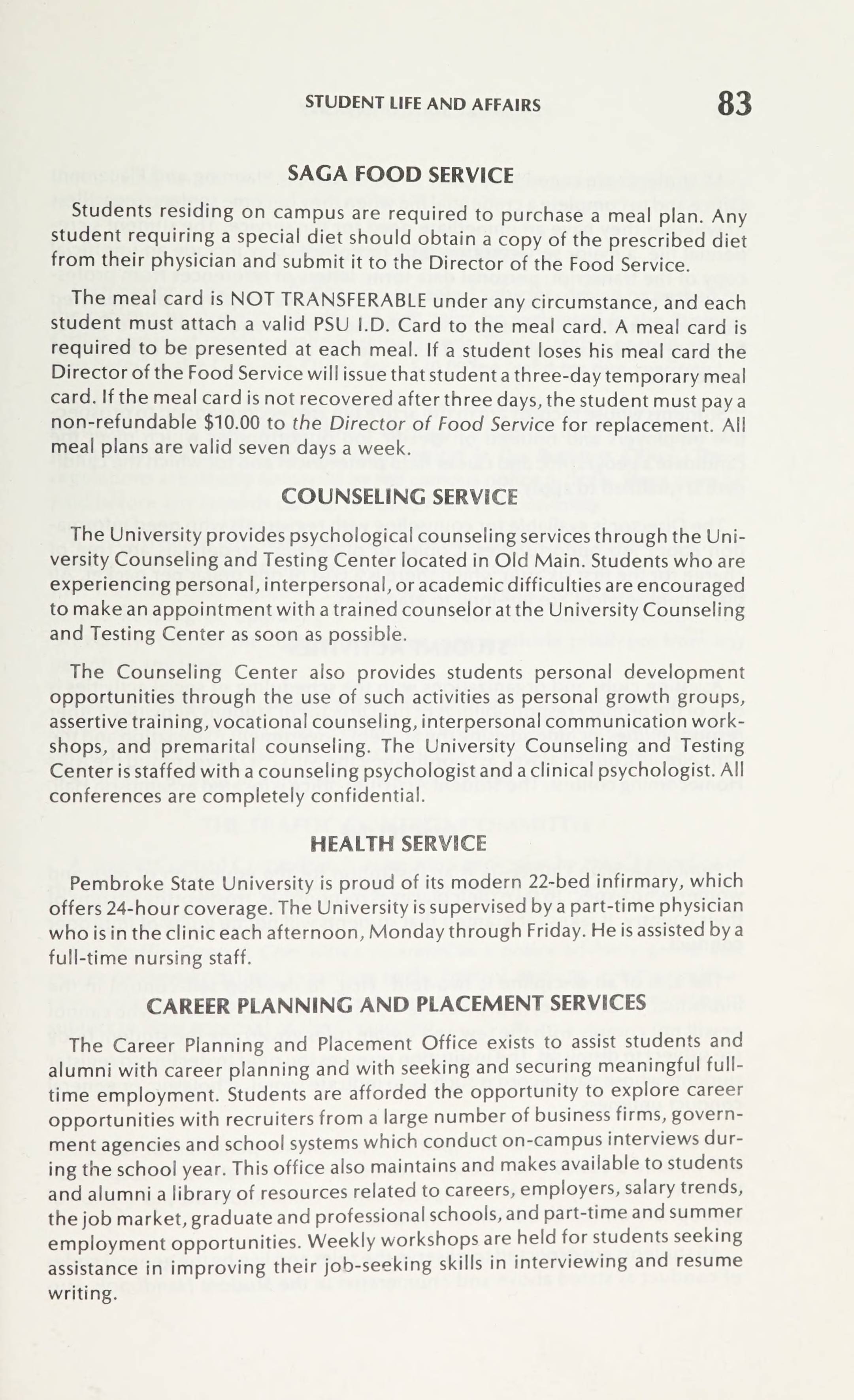 Pembroke State University Catalog [19851986]