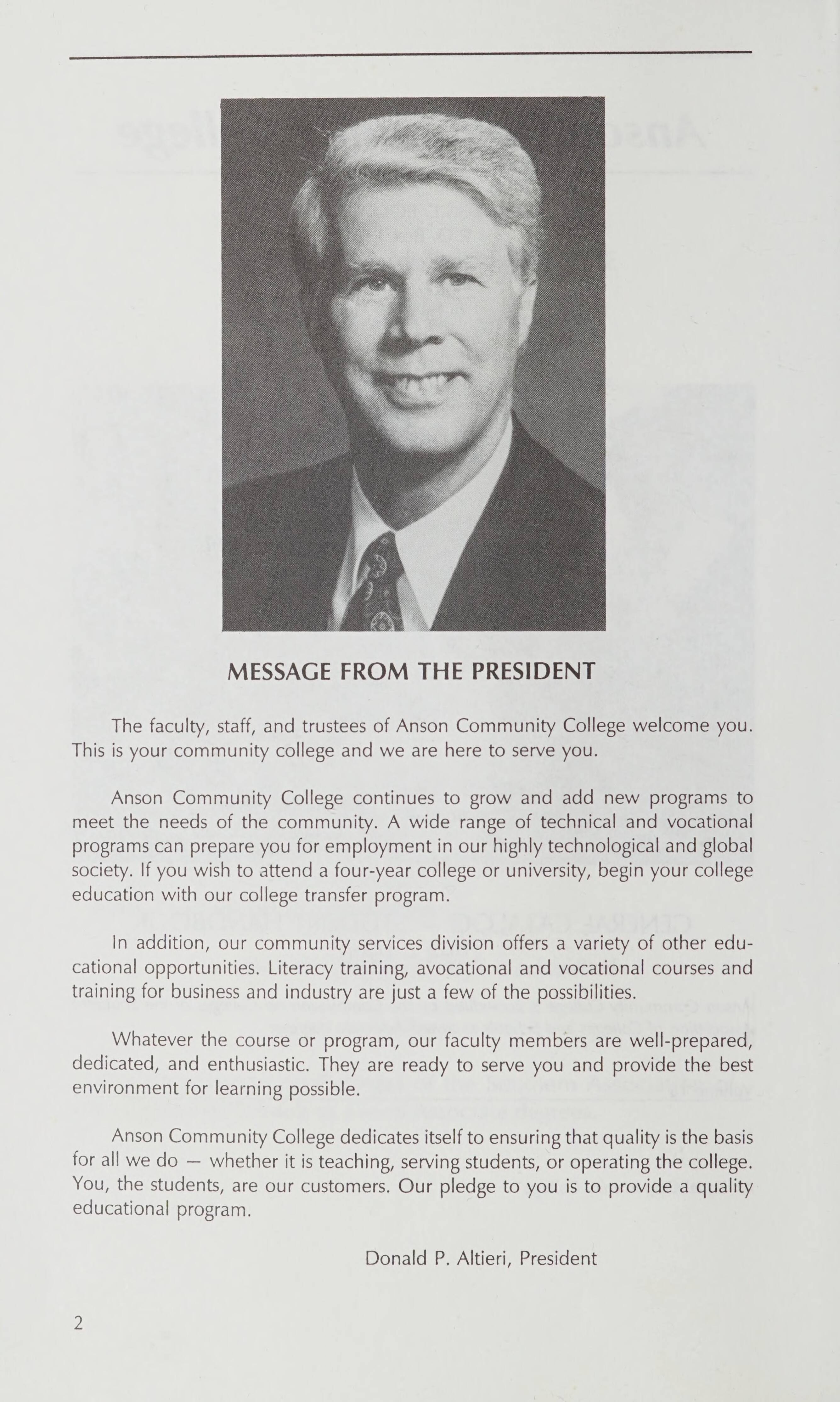 Anson Community College Catalog [1994-1996]