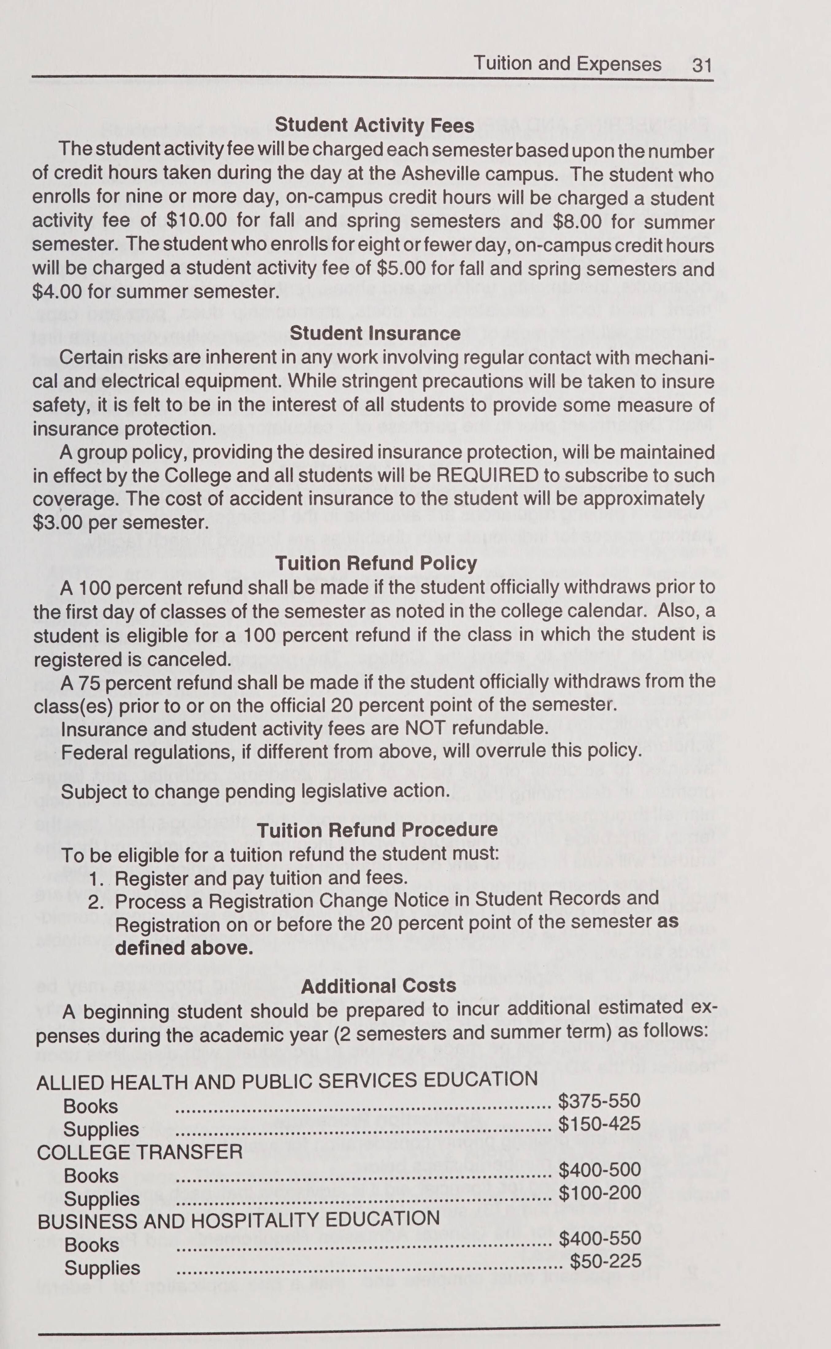 Asheville Buncombe Technical Community College Catalog Of Courses 1997 1998