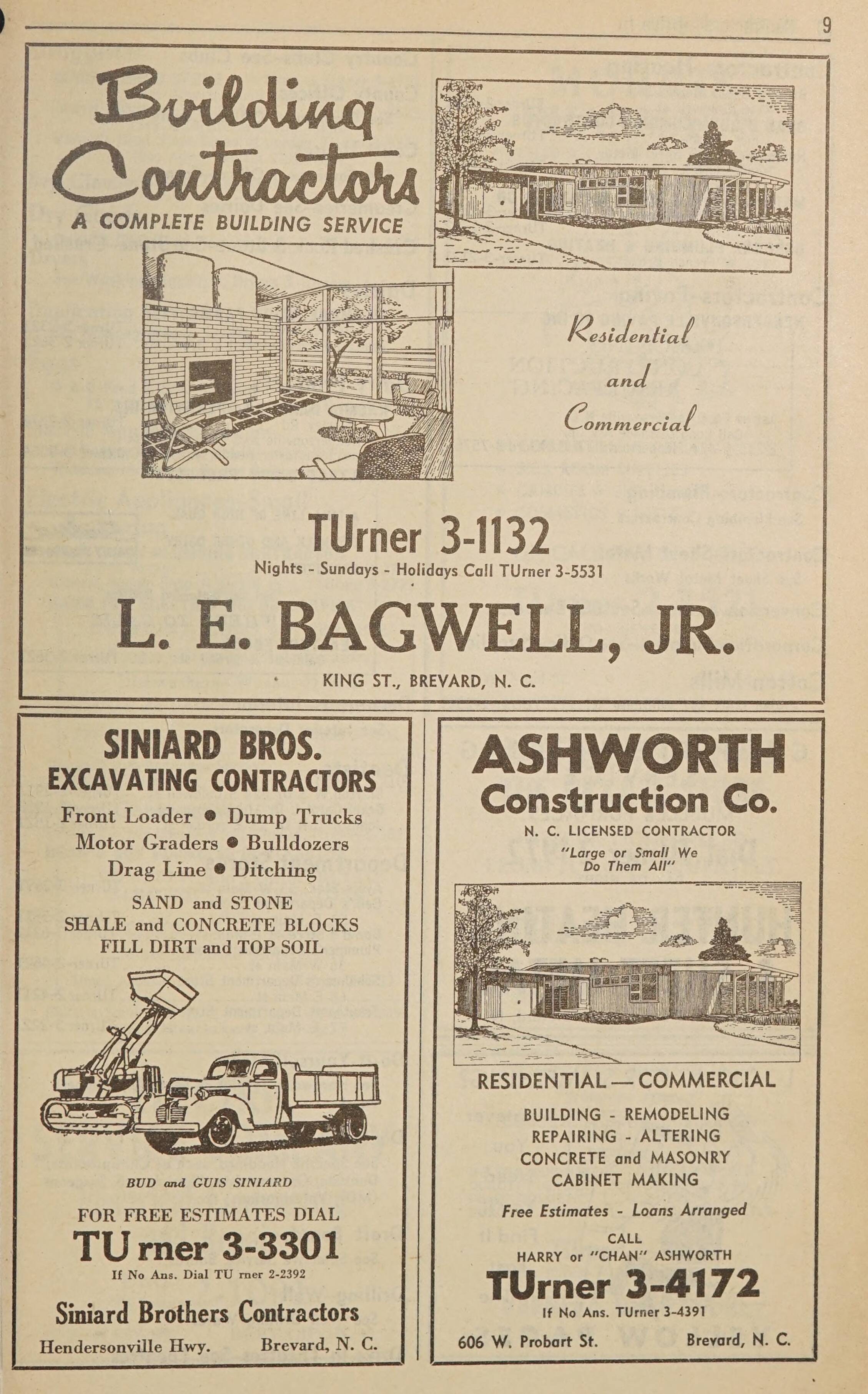 Telephone Directory Brevard Rosman N C December 1960 