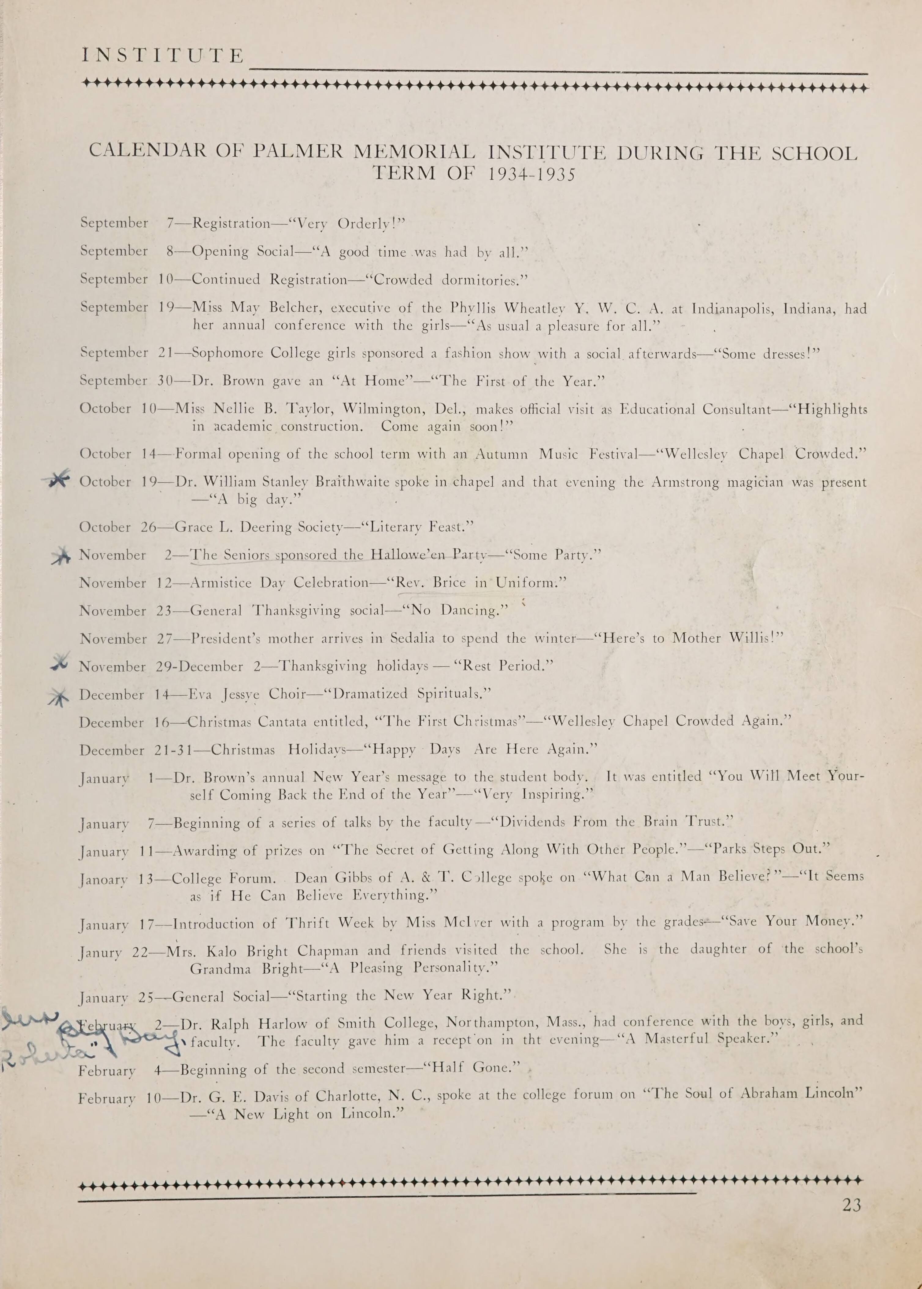 Palmer Memorial Institute Yearbook [1935]