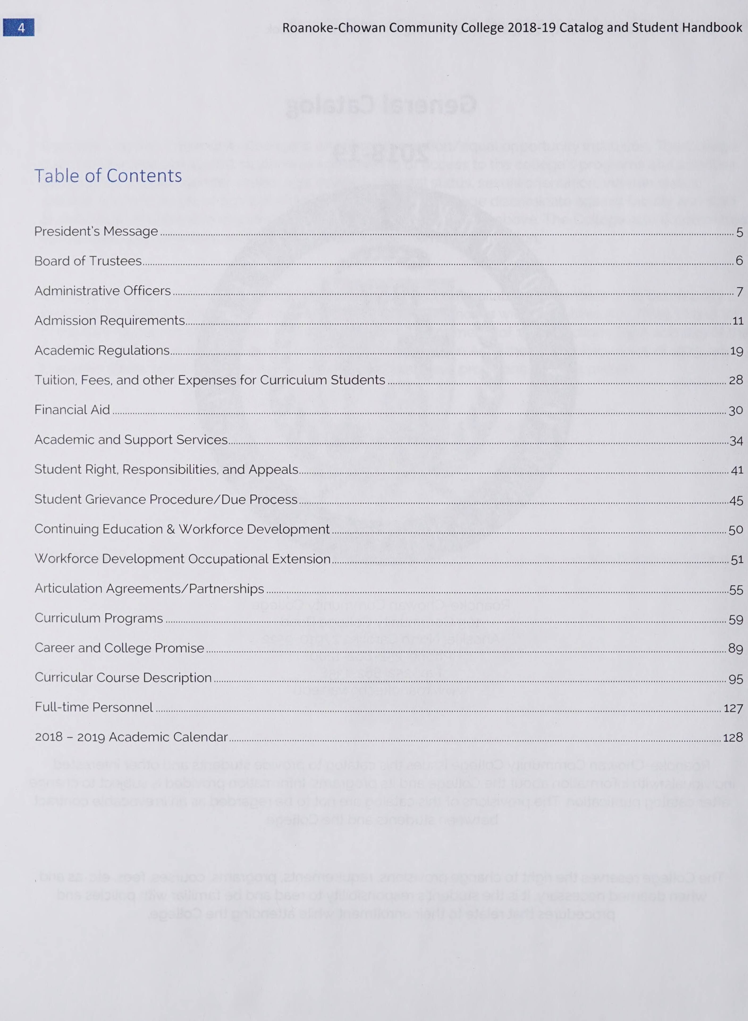 RoanokeChowan Community College 20182019 College Catalog and Student