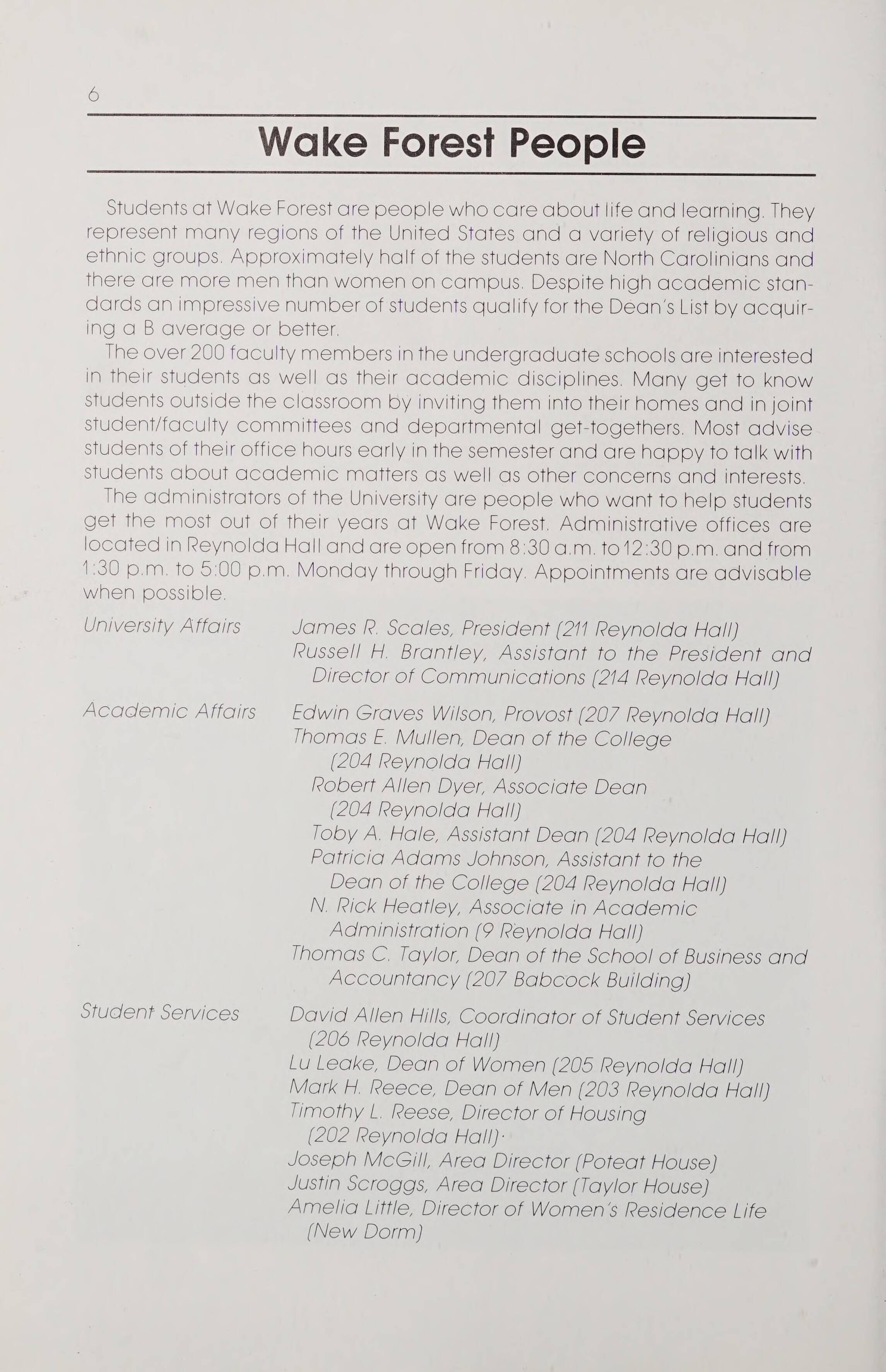 Wake Forest University Student Handbook 1981 1982 