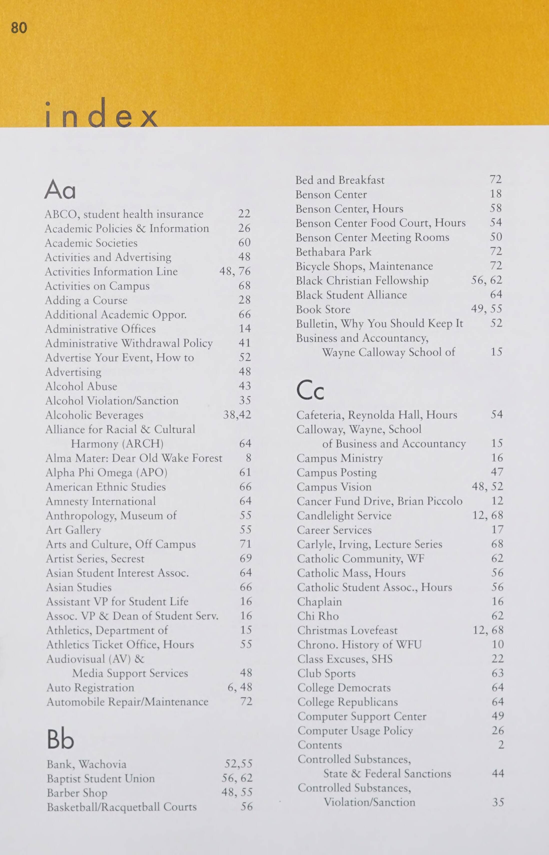 Wake Forest University Student Handbook [19981999]