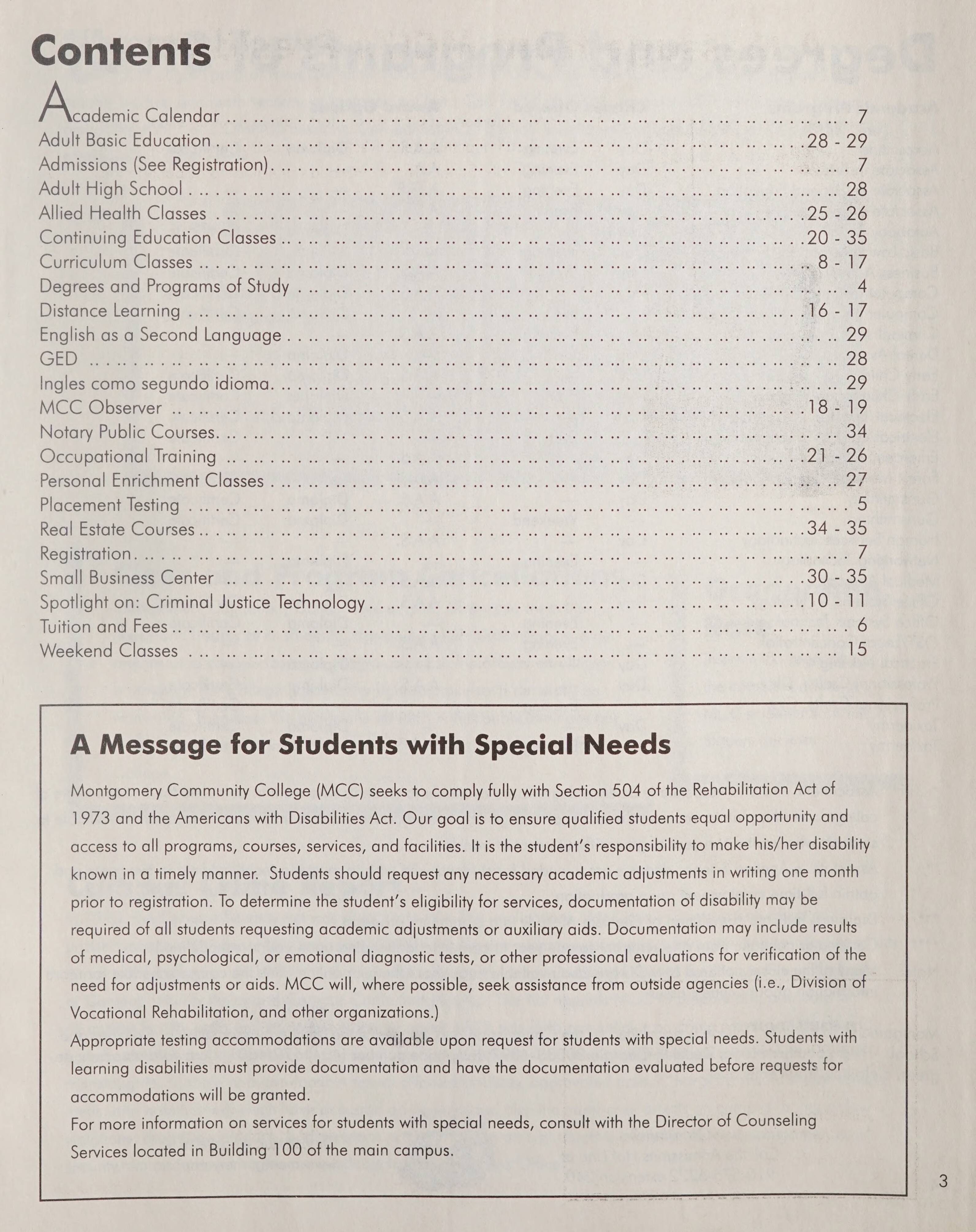 Montgomery Community College Class Schedule [Spring 2007]