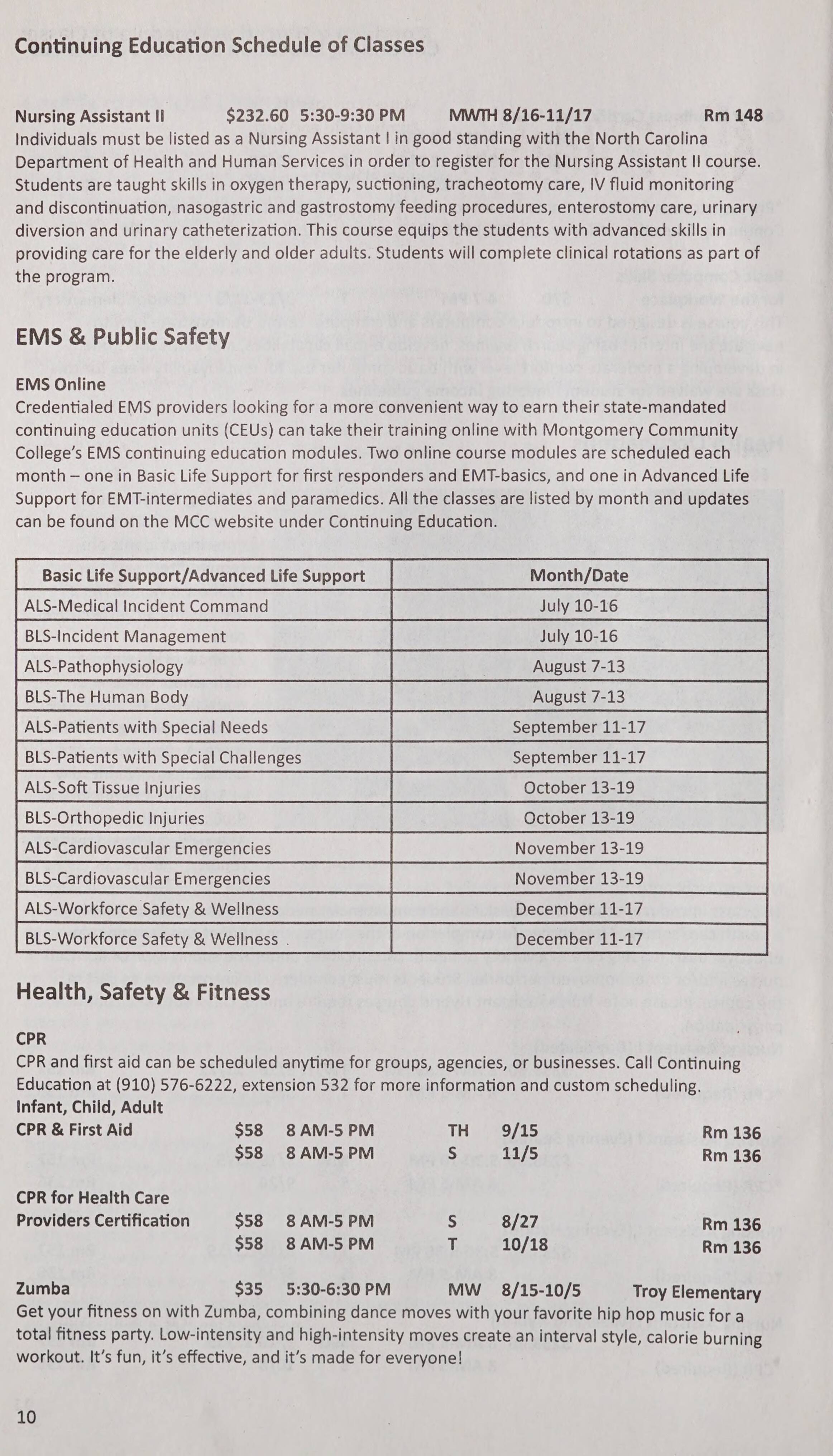 Montgomery Community College Class Schedule Fall 2016 