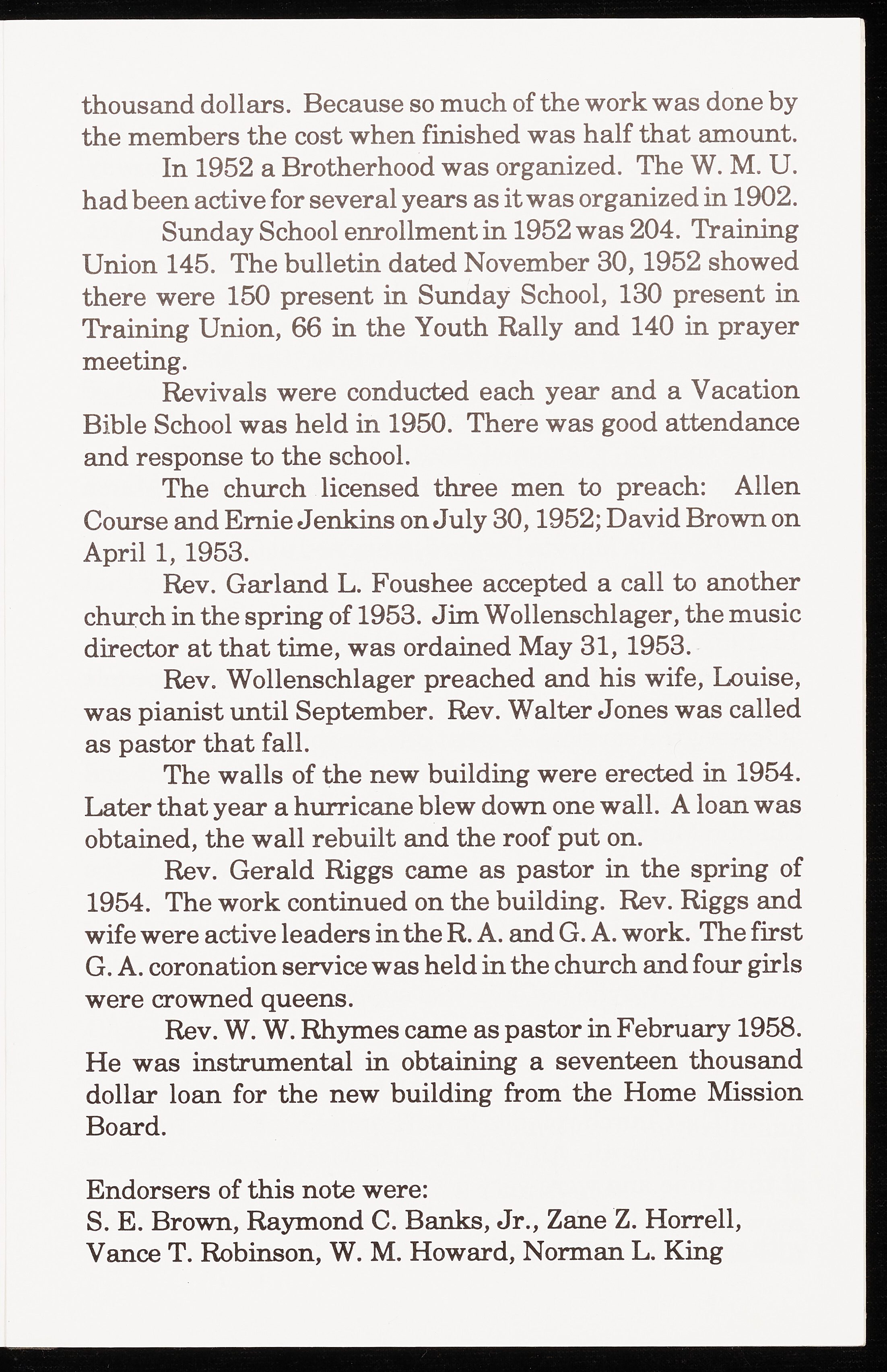 Centennial Anniversary of the Maysville First Baptist Church