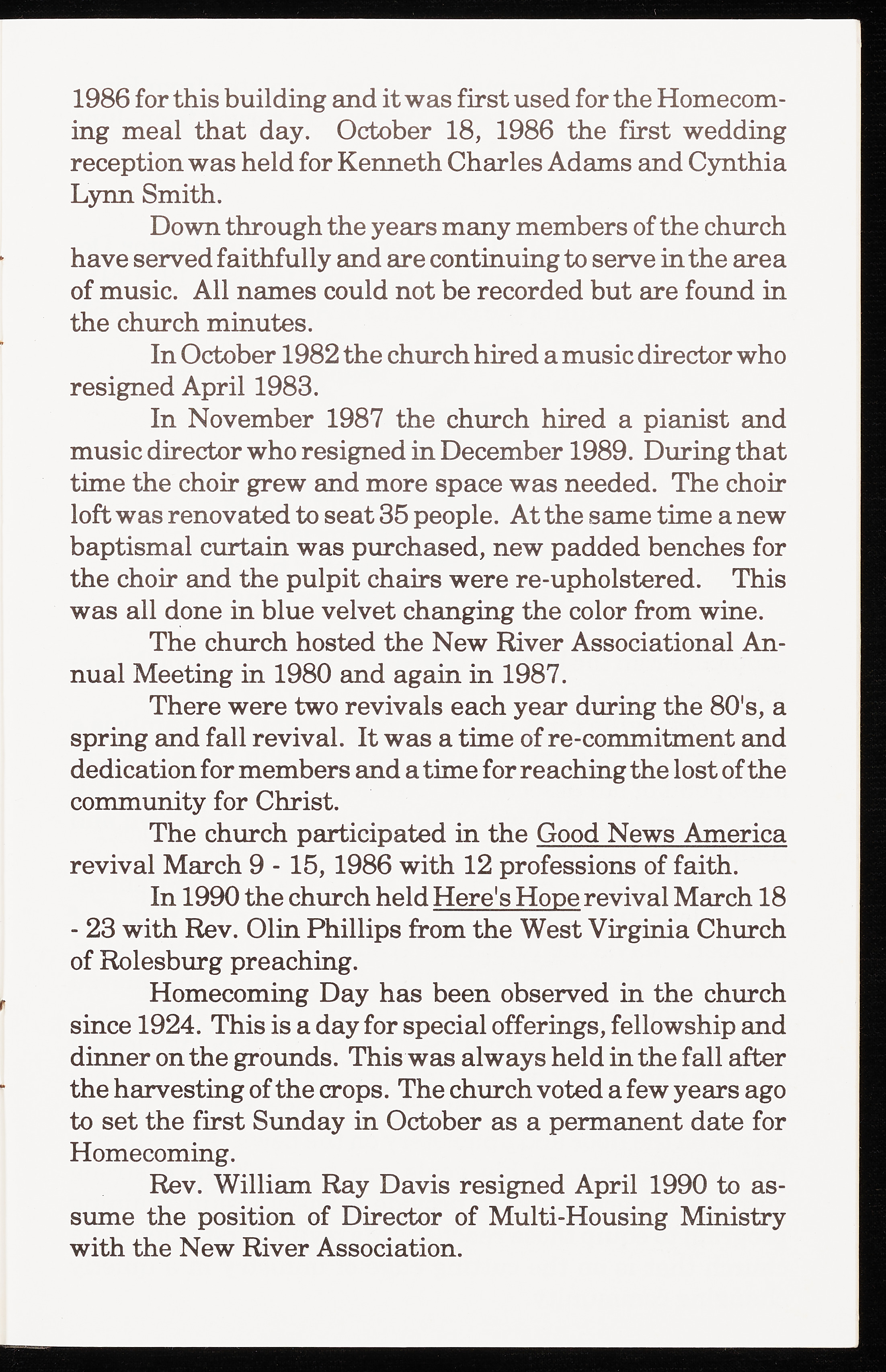 Centennial Anniversary of the Maysville First Baptist Church