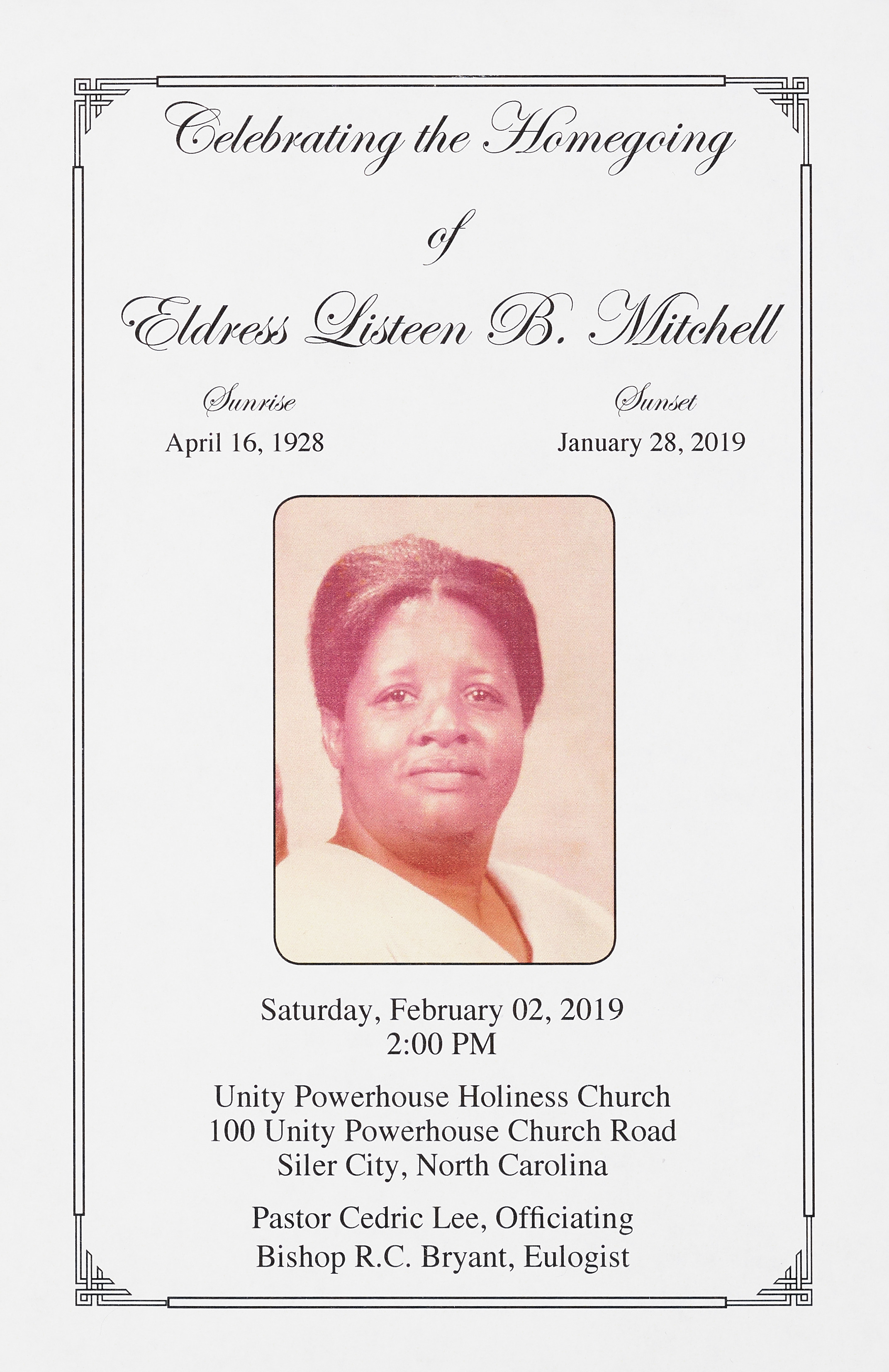 Celebrating The Homegoing Of Eldress Listeen B. Mitchell