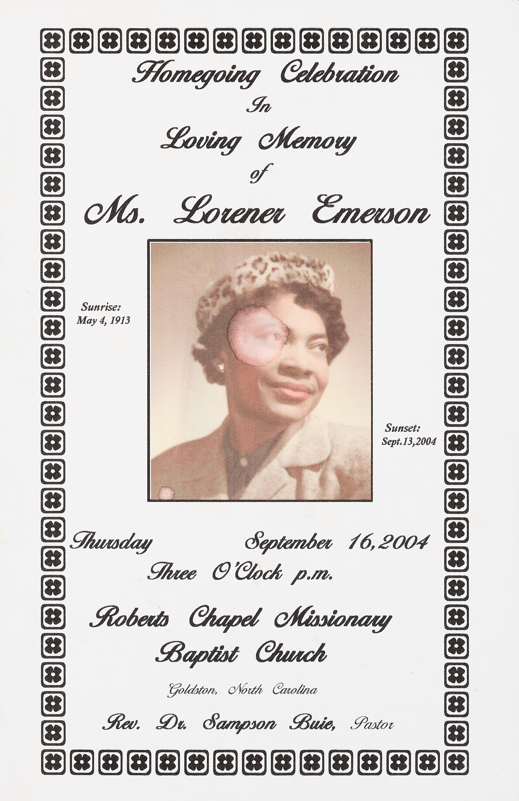 Homegoing Celebration In Loving Memory Of Ms. Lorener Emerson