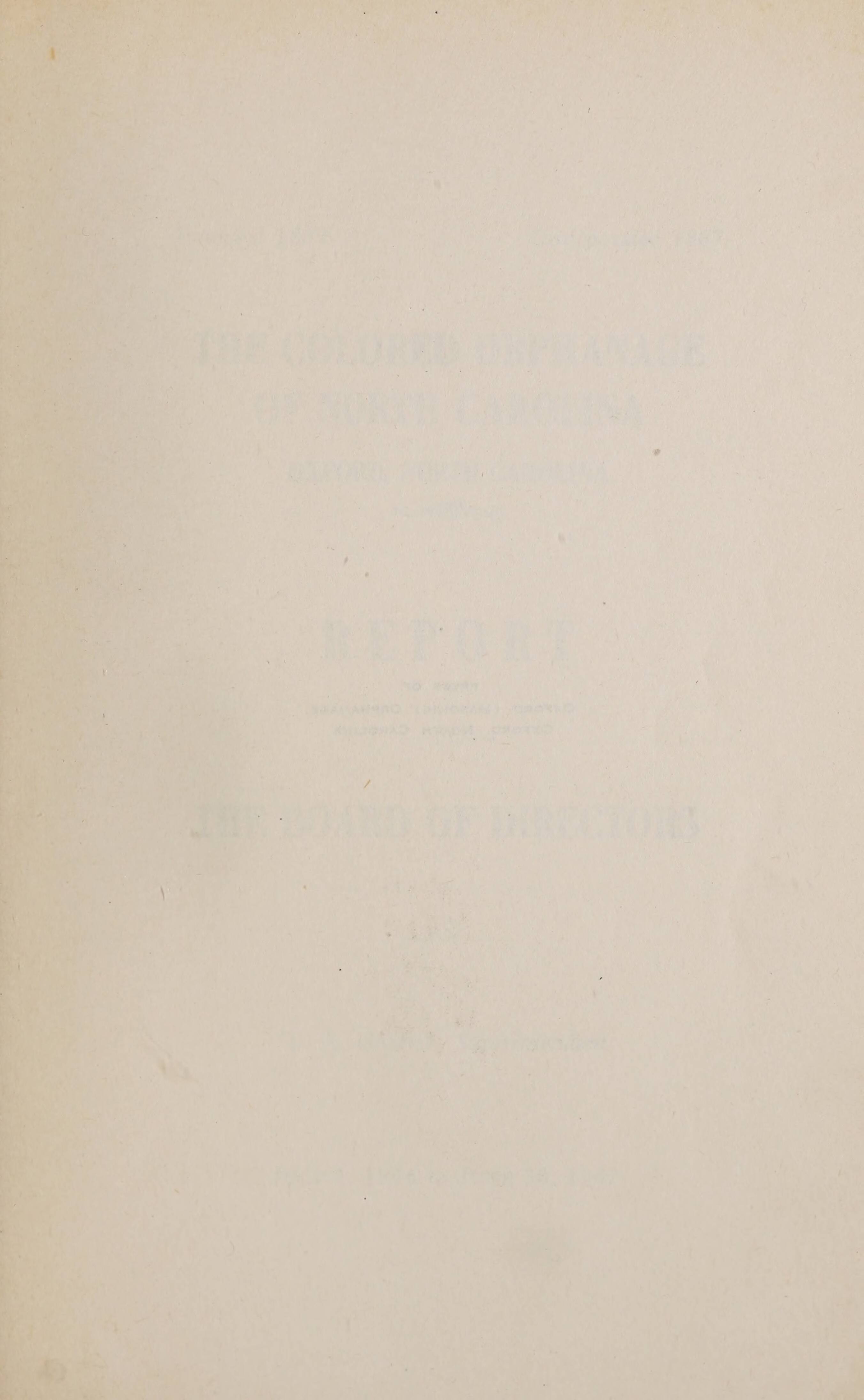 The Colored Orphanage of North Carolina Report to Board of Directors