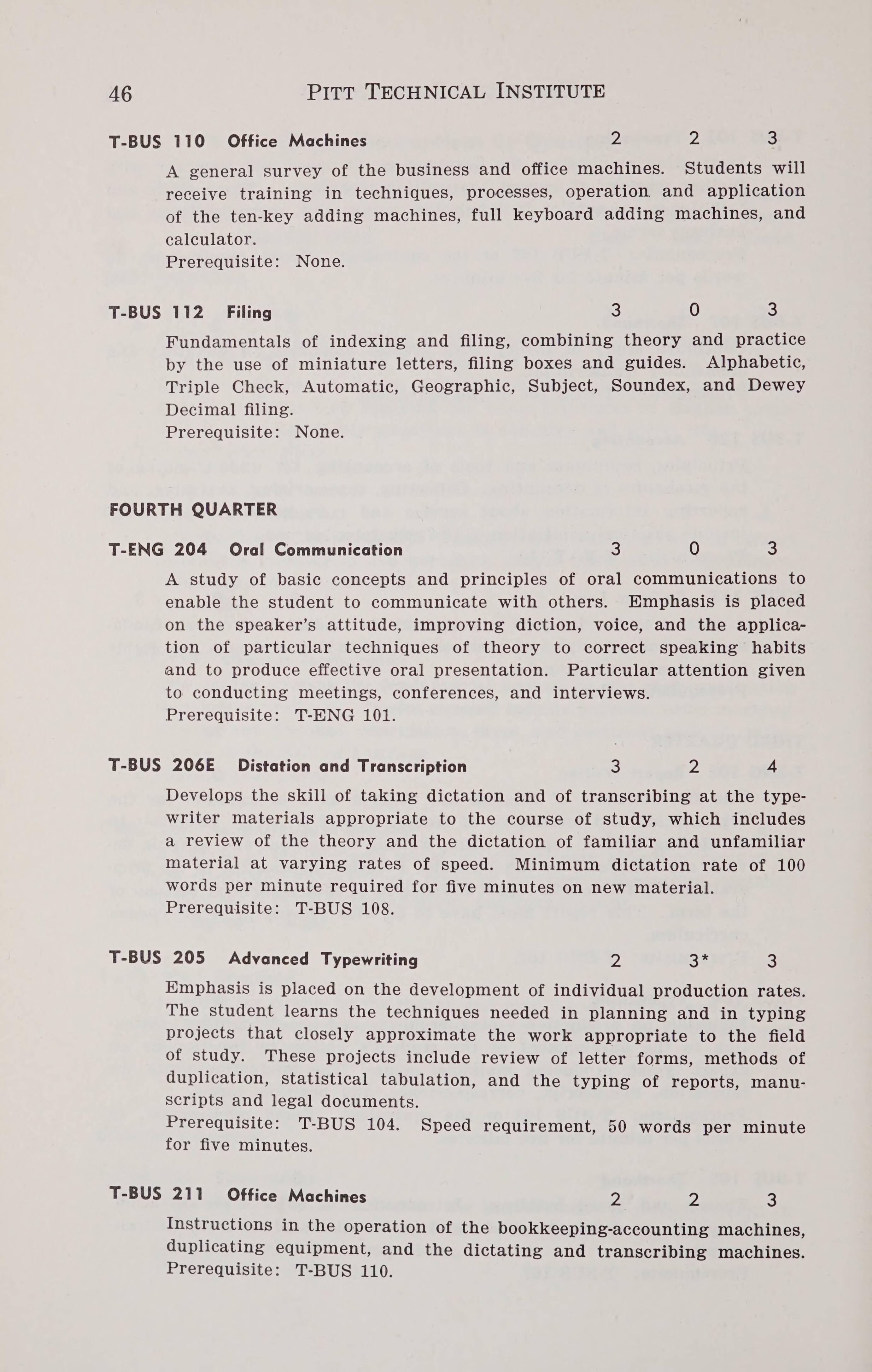 Pitt Technical Institute Catalogue [1967-1969]