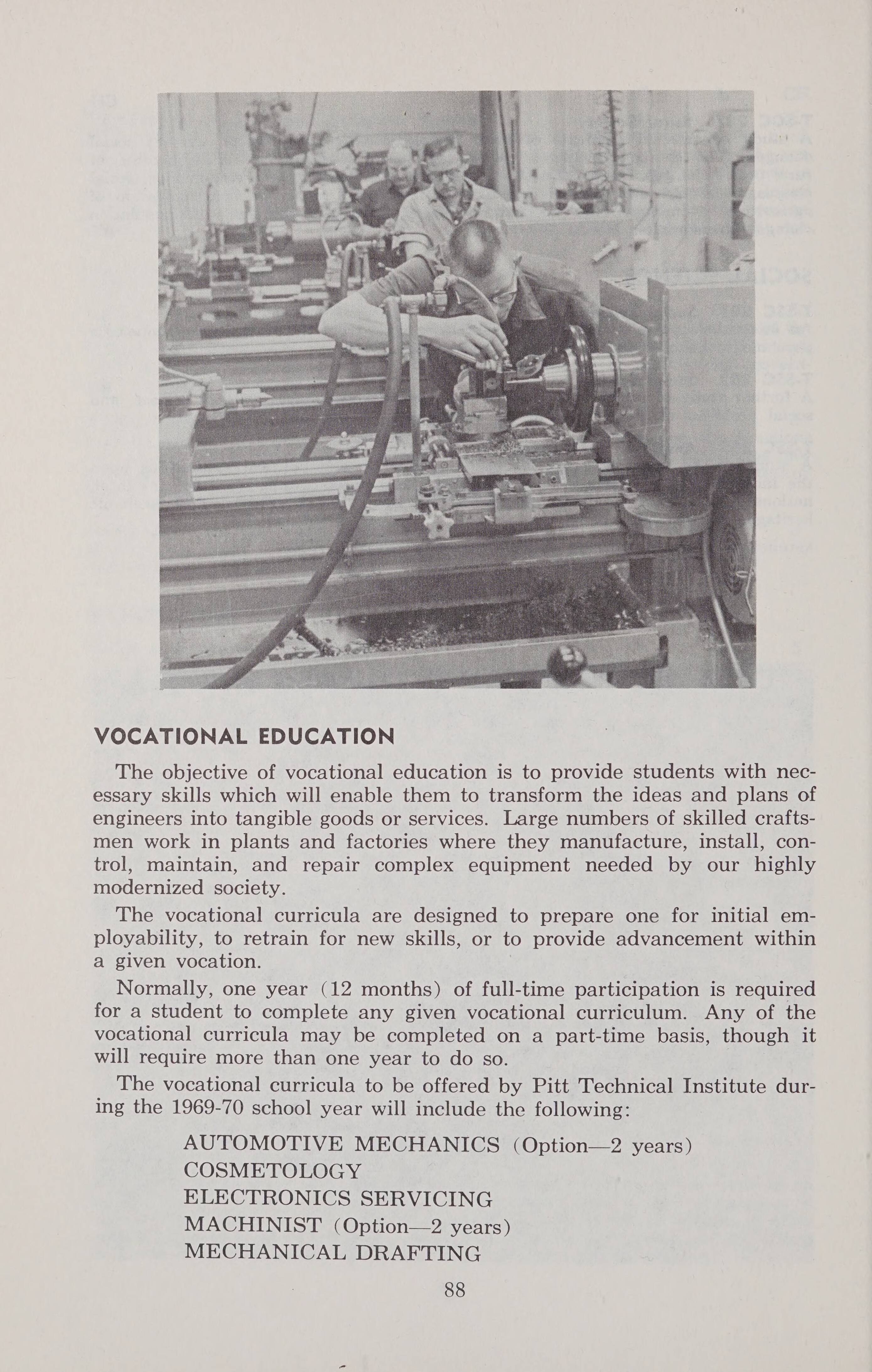 Pitt Technical Institute General Catalog [1969-1970]