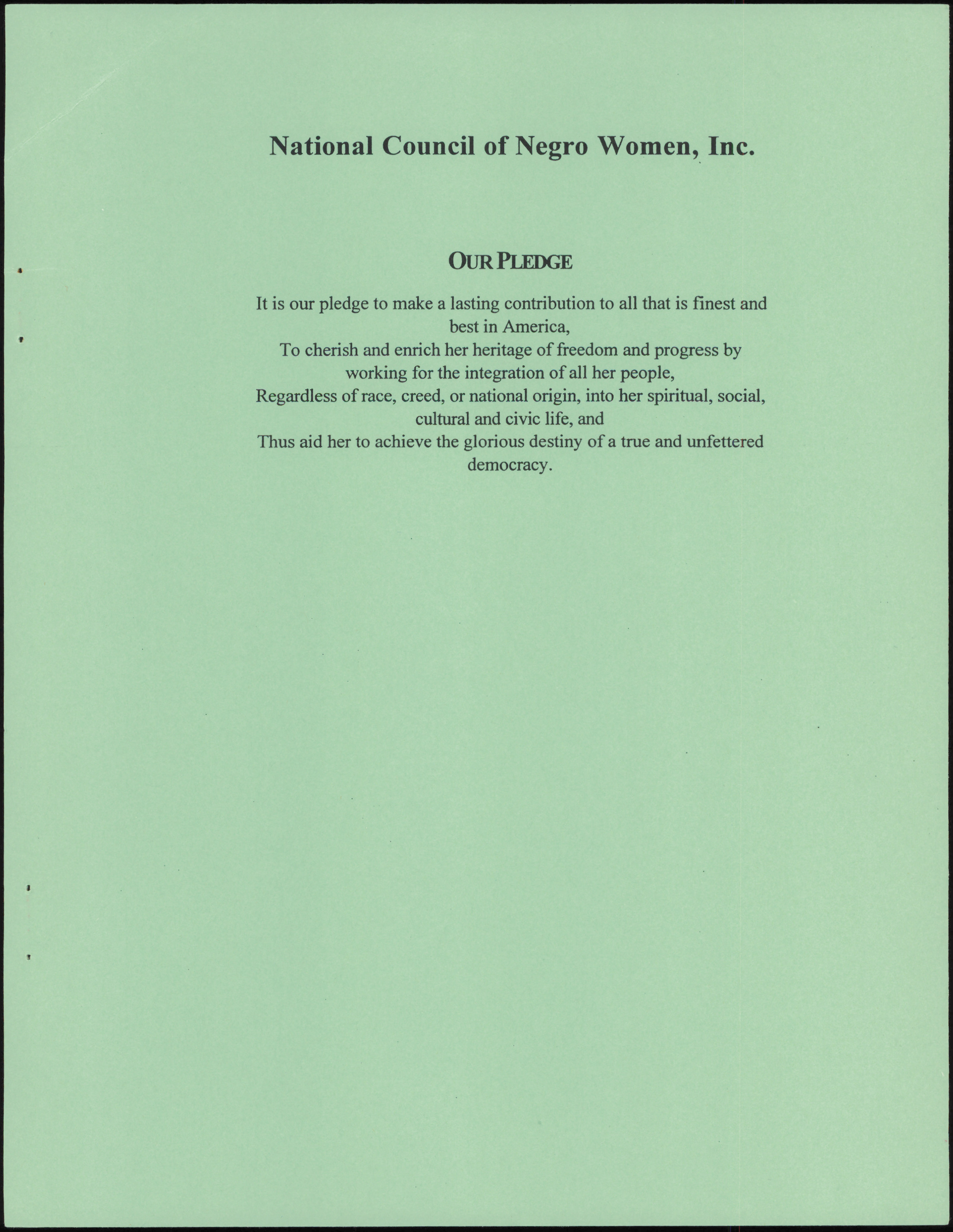 Durham Section of the National Council of Negro Women, Inc. Bylaws [2002]