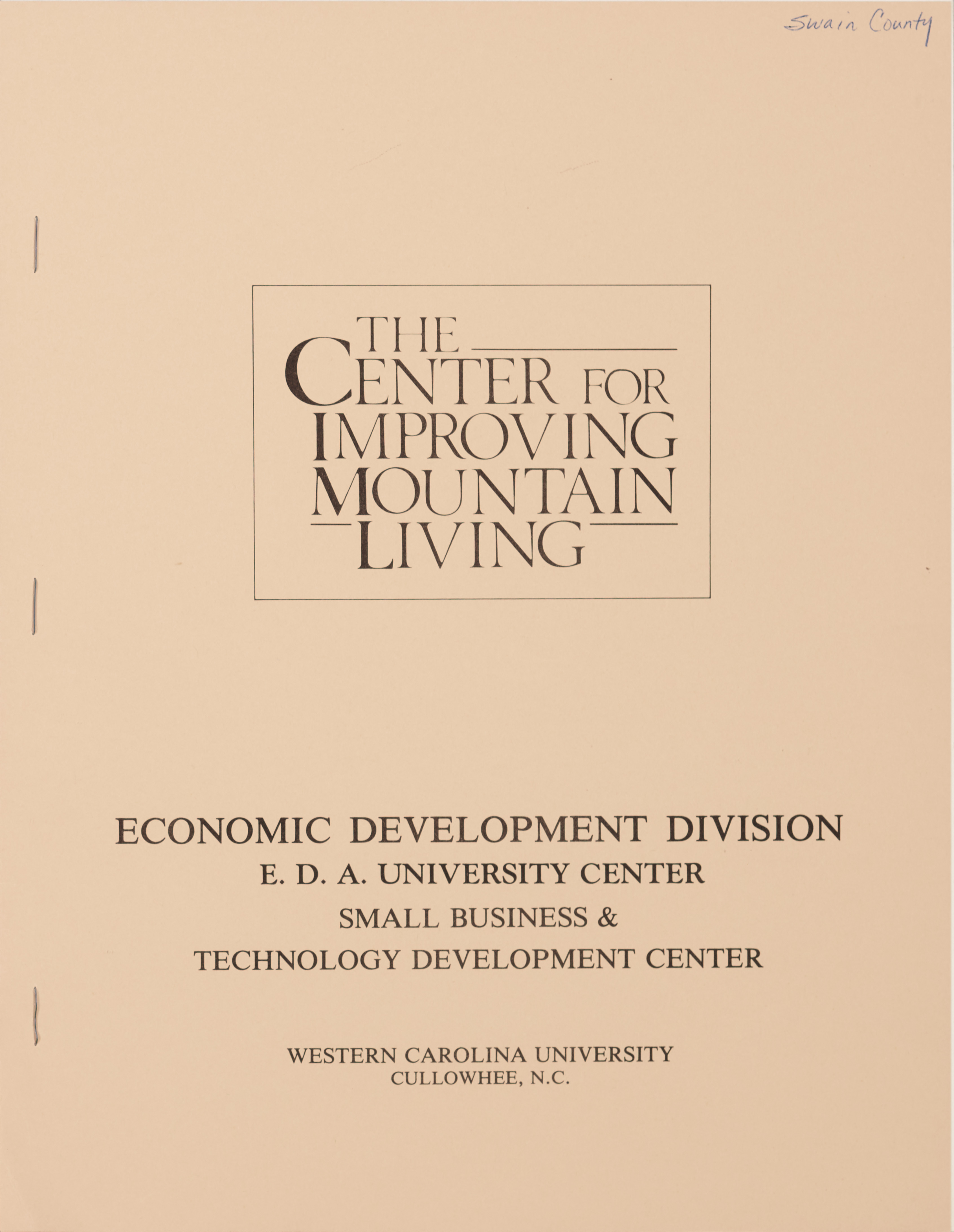 County Development Information for Swain County [1987]