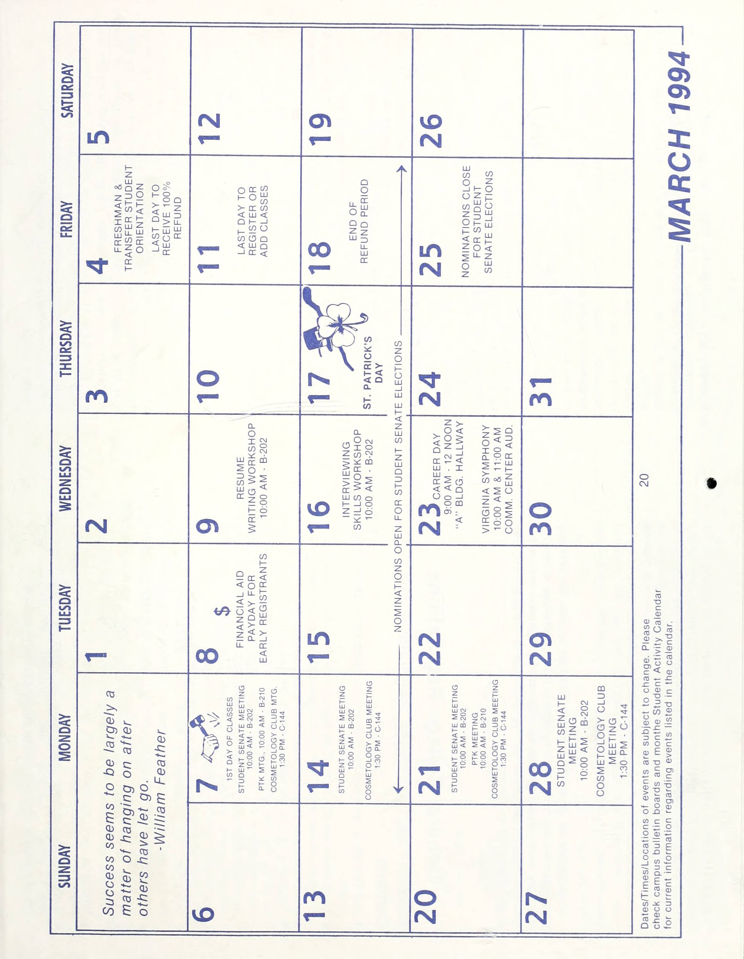 Student Handbook and Calendar [1993-1994]