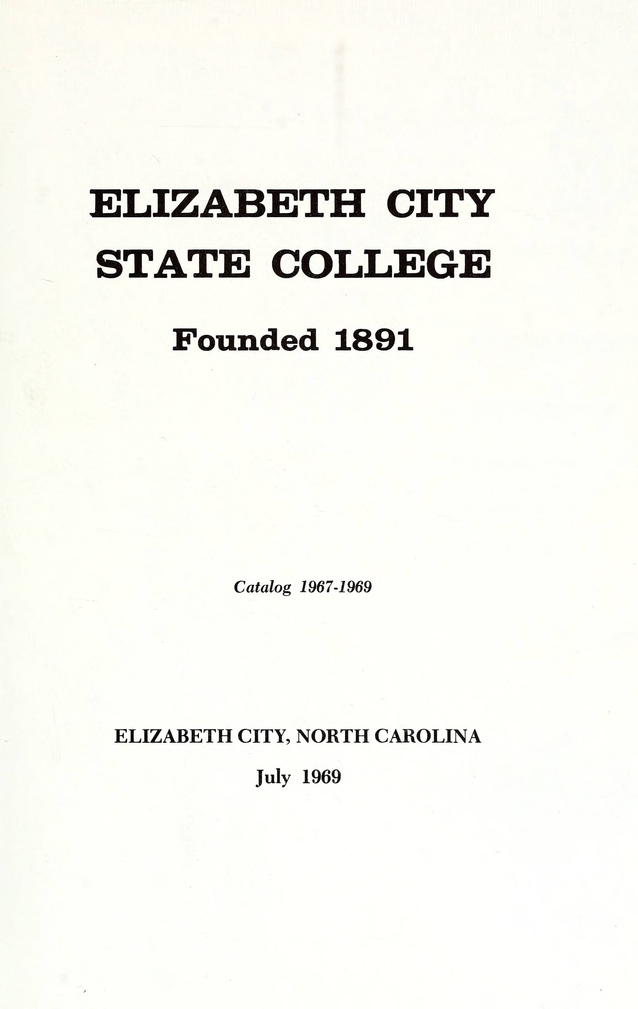 Elizabeth City State College Catalog and Announcements [19671970]
