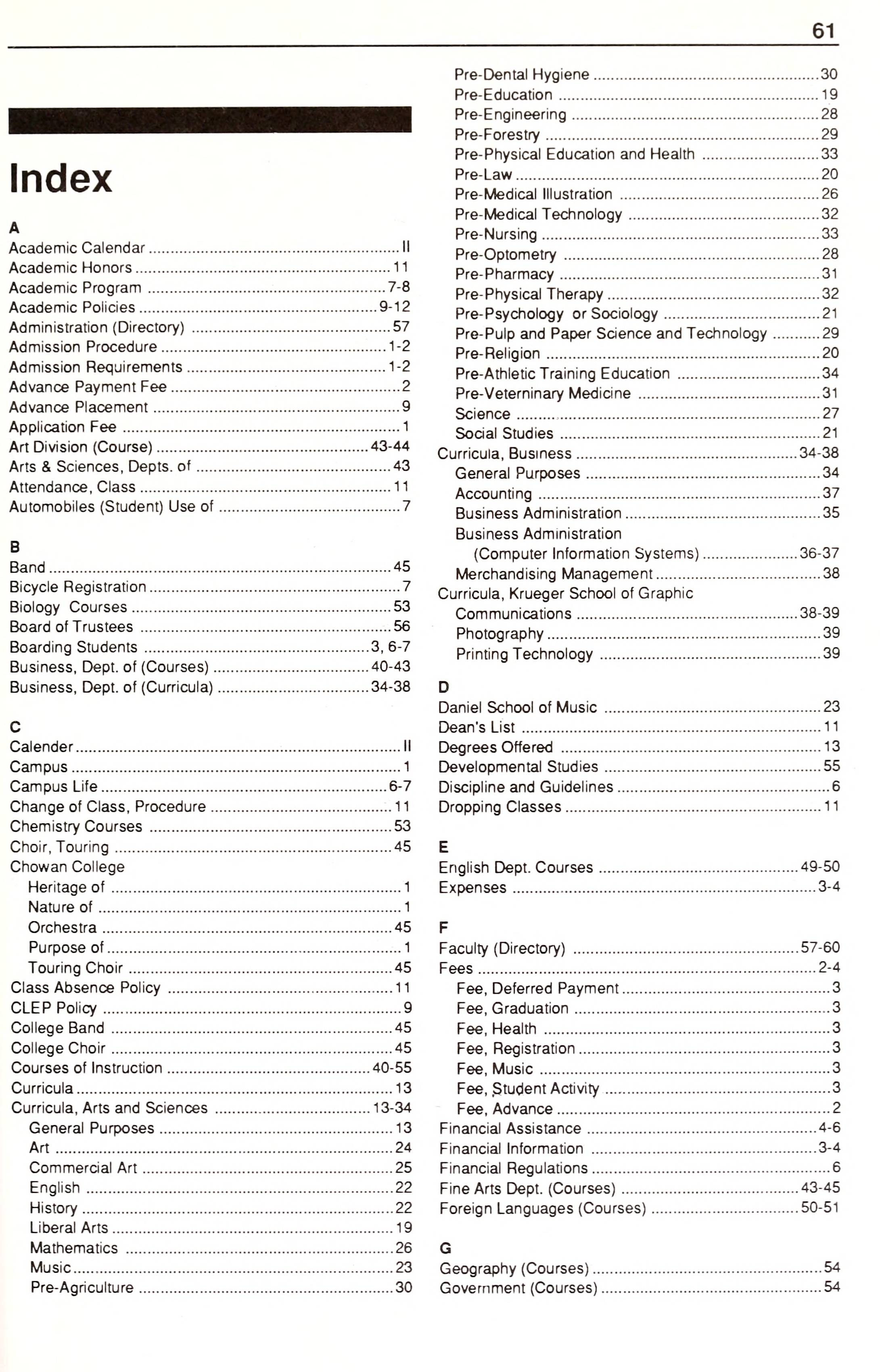 Chowan College Catalog 1991 1992 