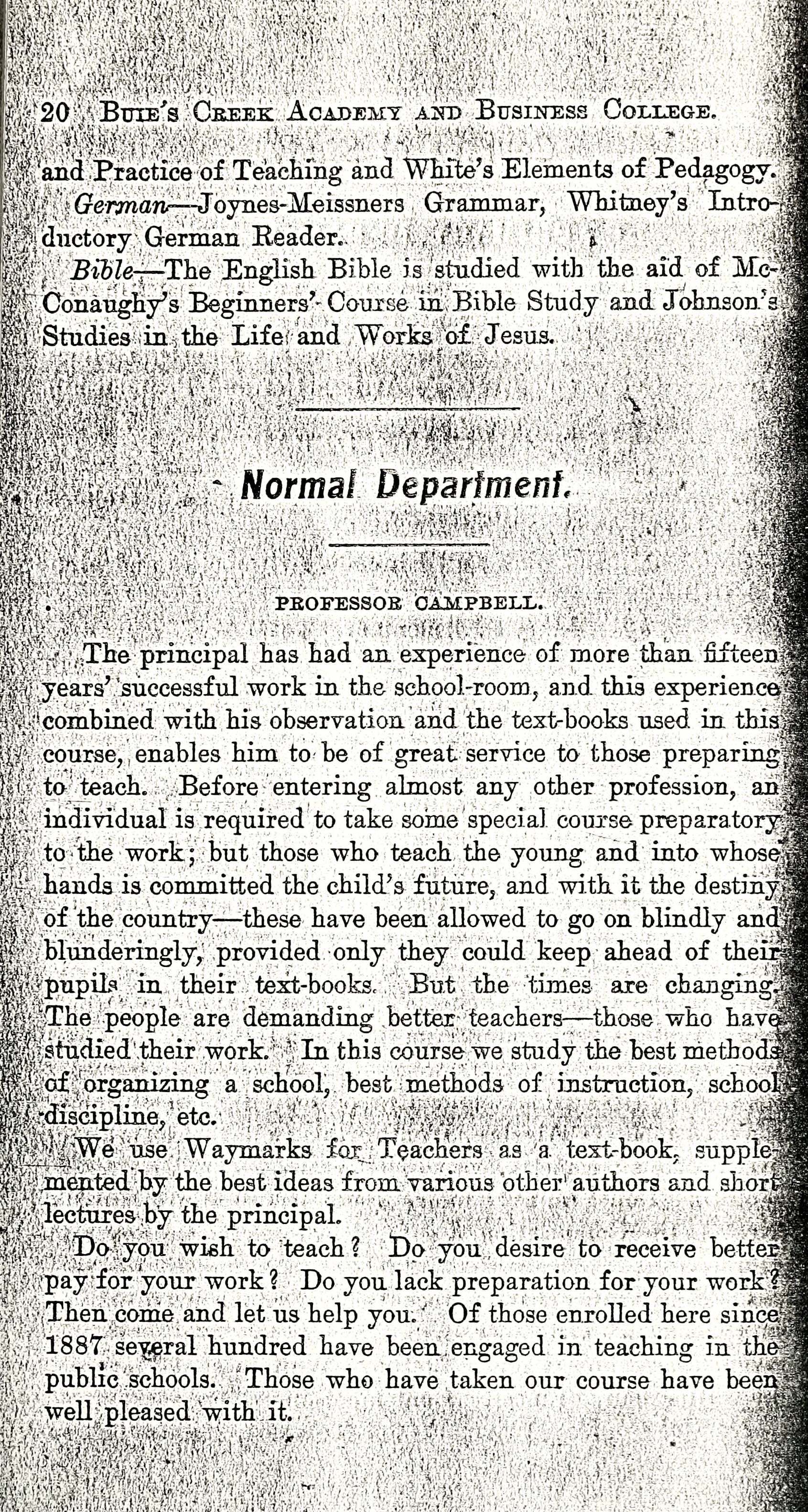 Buie's Creek Academy Course Catalog [19051913]