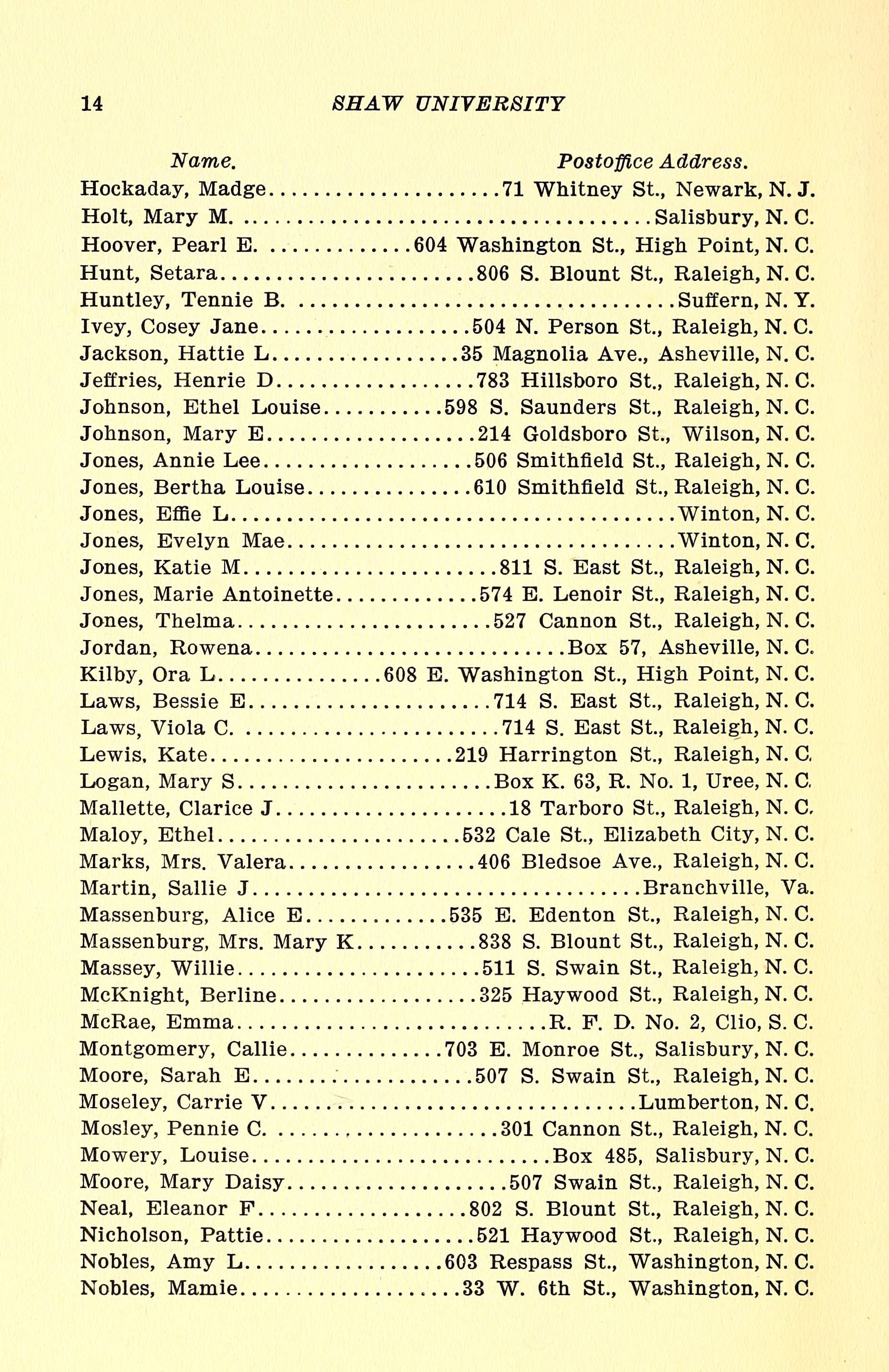 Shaw University Annual Catalogue [1915-1916]