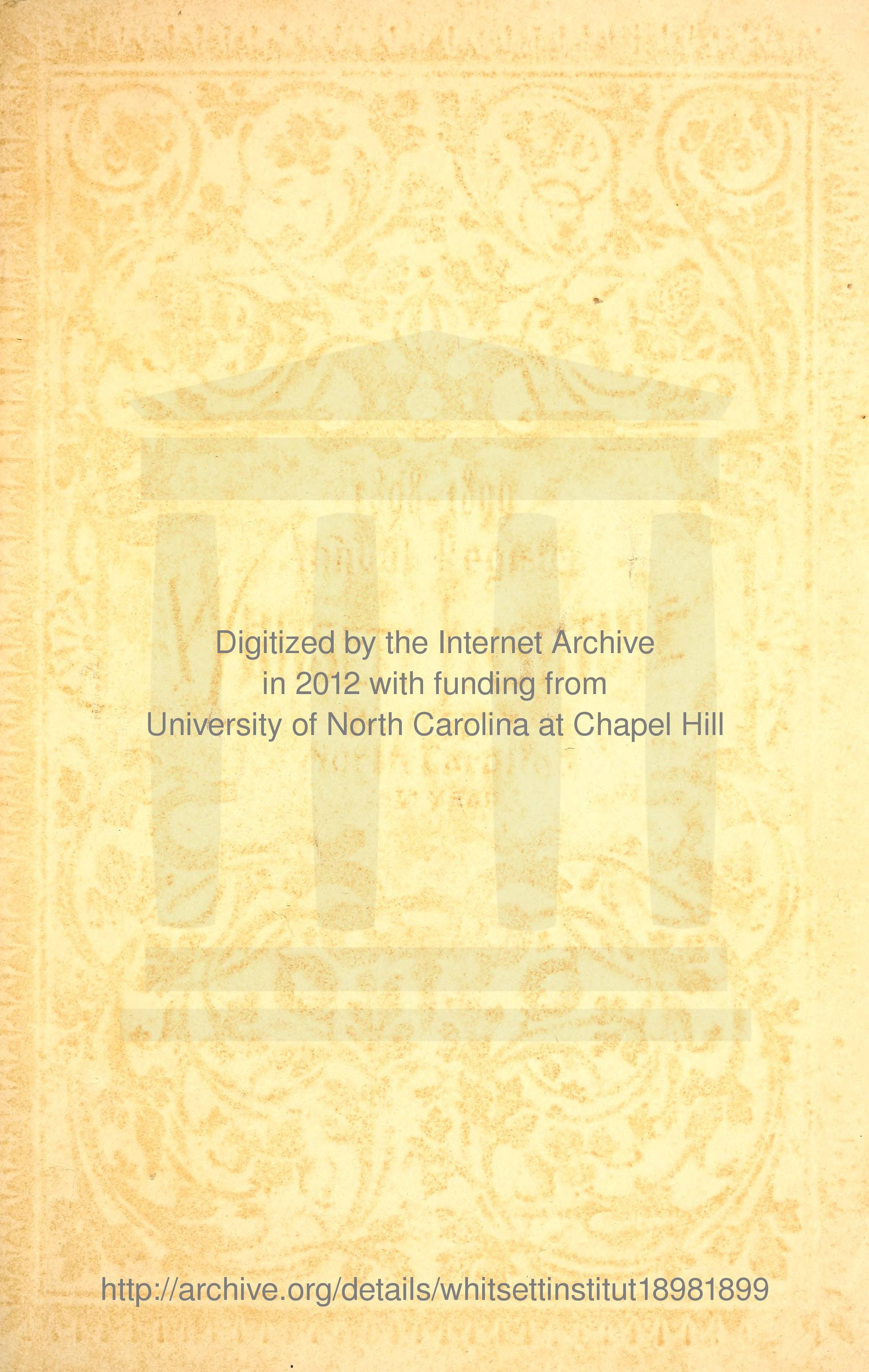 Whitsett Institute Annual Register [18981899]