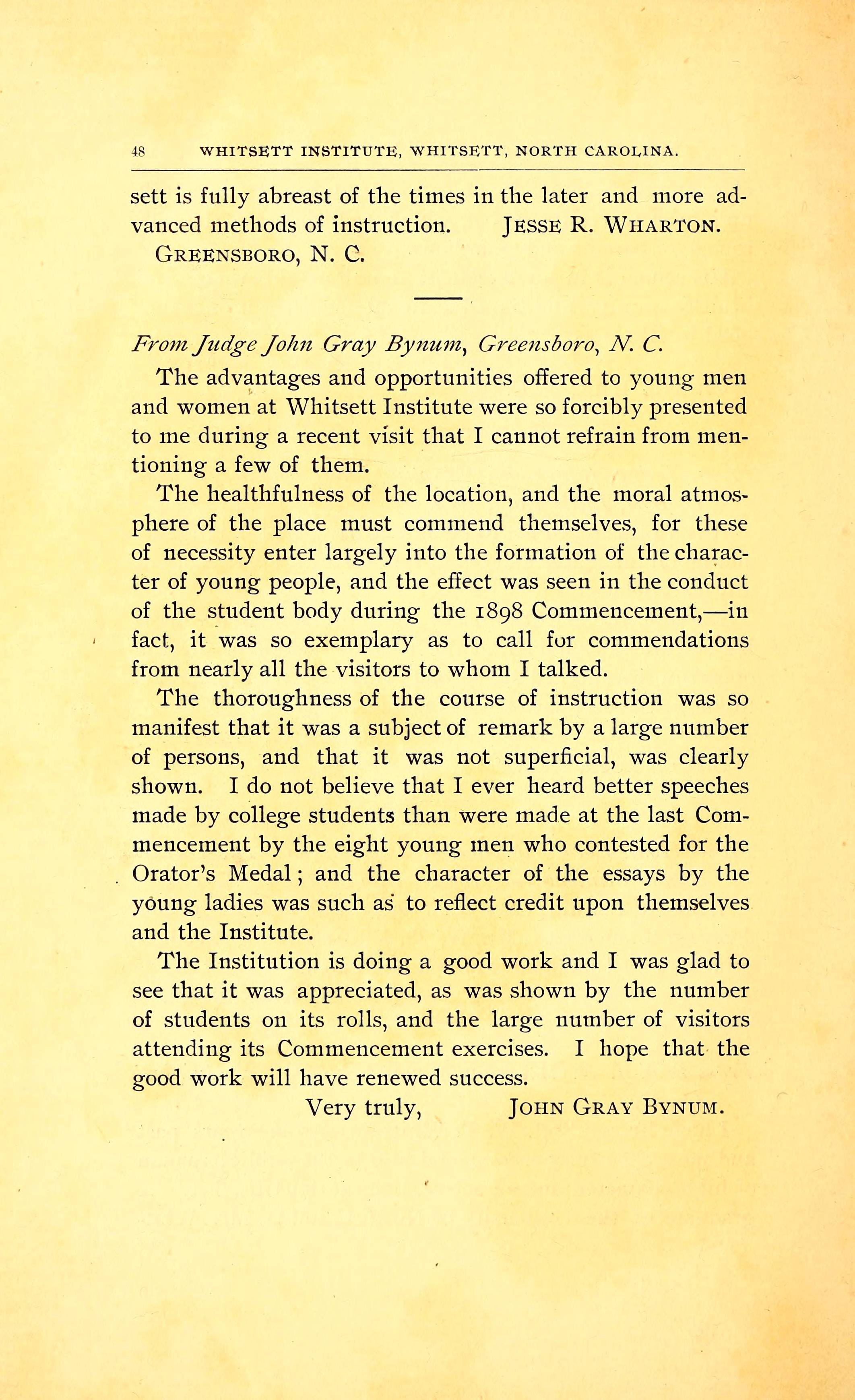 Whitsett Institute Annual Register [18981899]