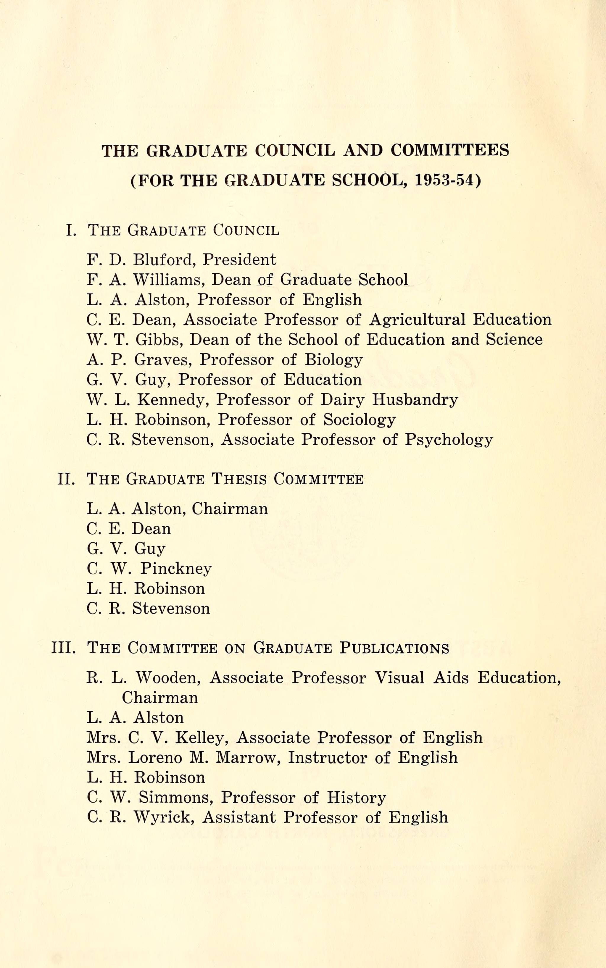 Bulletin of A. & T. College Graduate School [1953-1954]