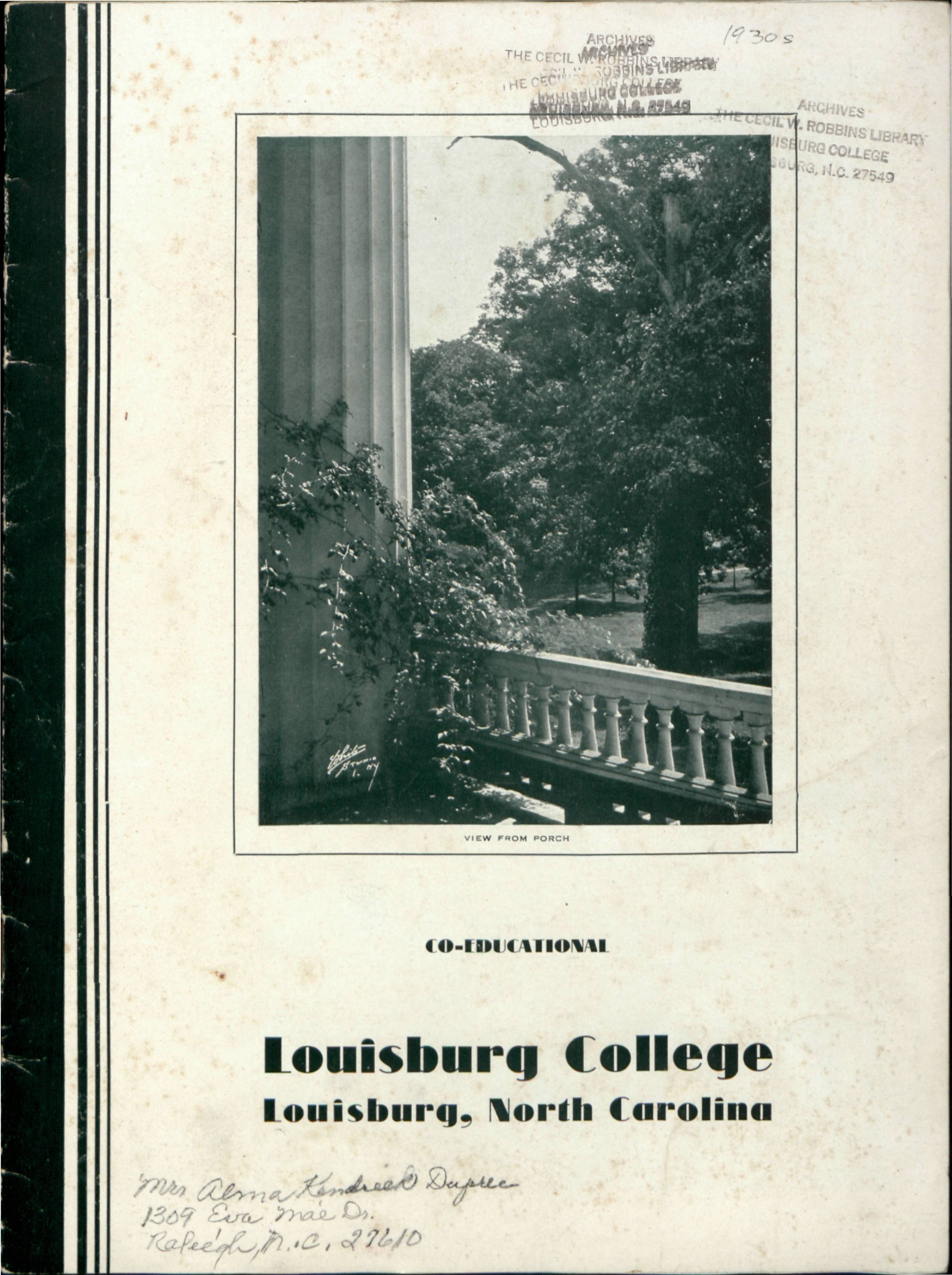 Louisburg College, Louisburg, North Carolina coeducational [1930]