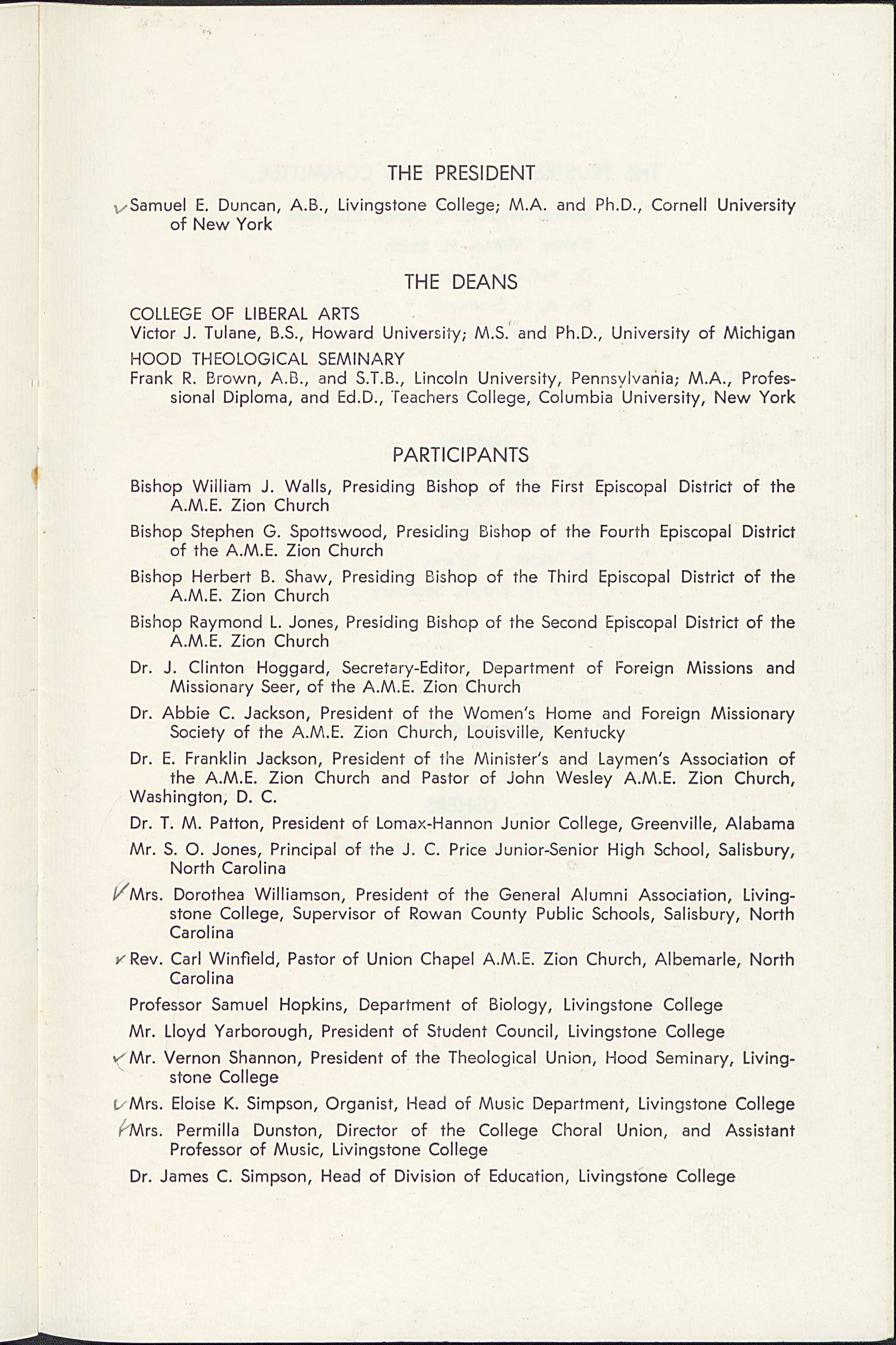 Livingstone College Trustees Recognition Program