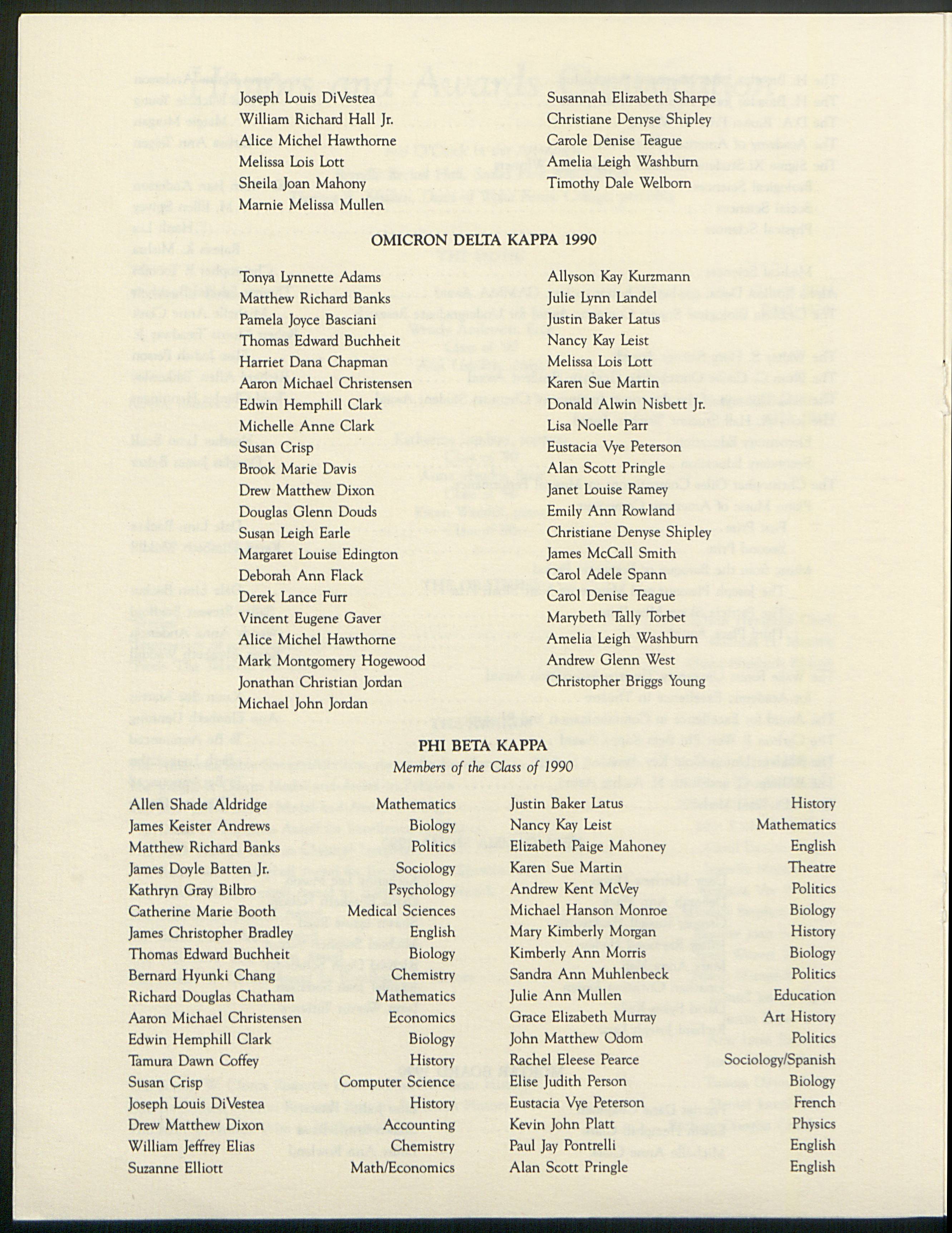 Wake Forest University Commencement Programs [1990]