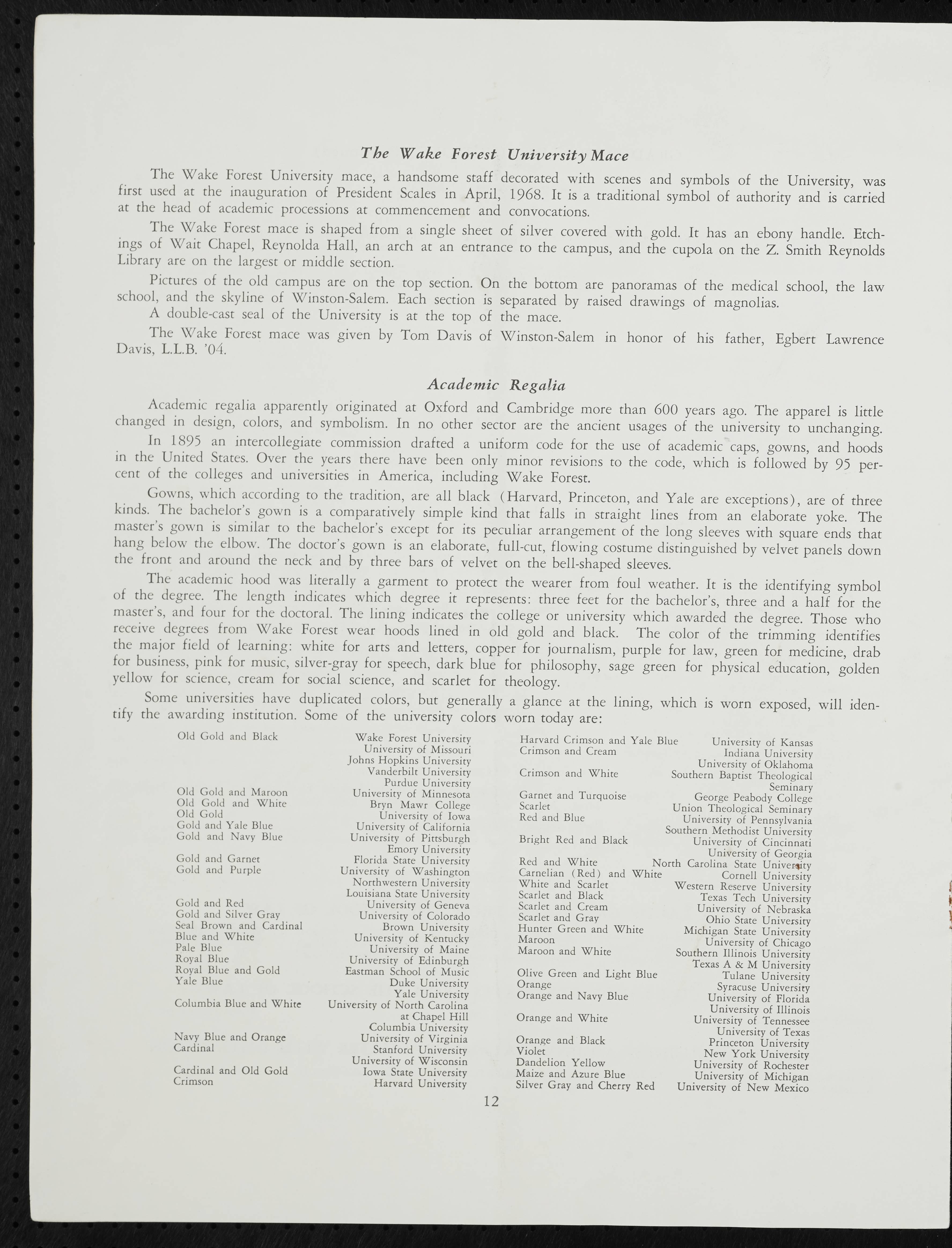 Wake Forest University Commencement Programs 1982 