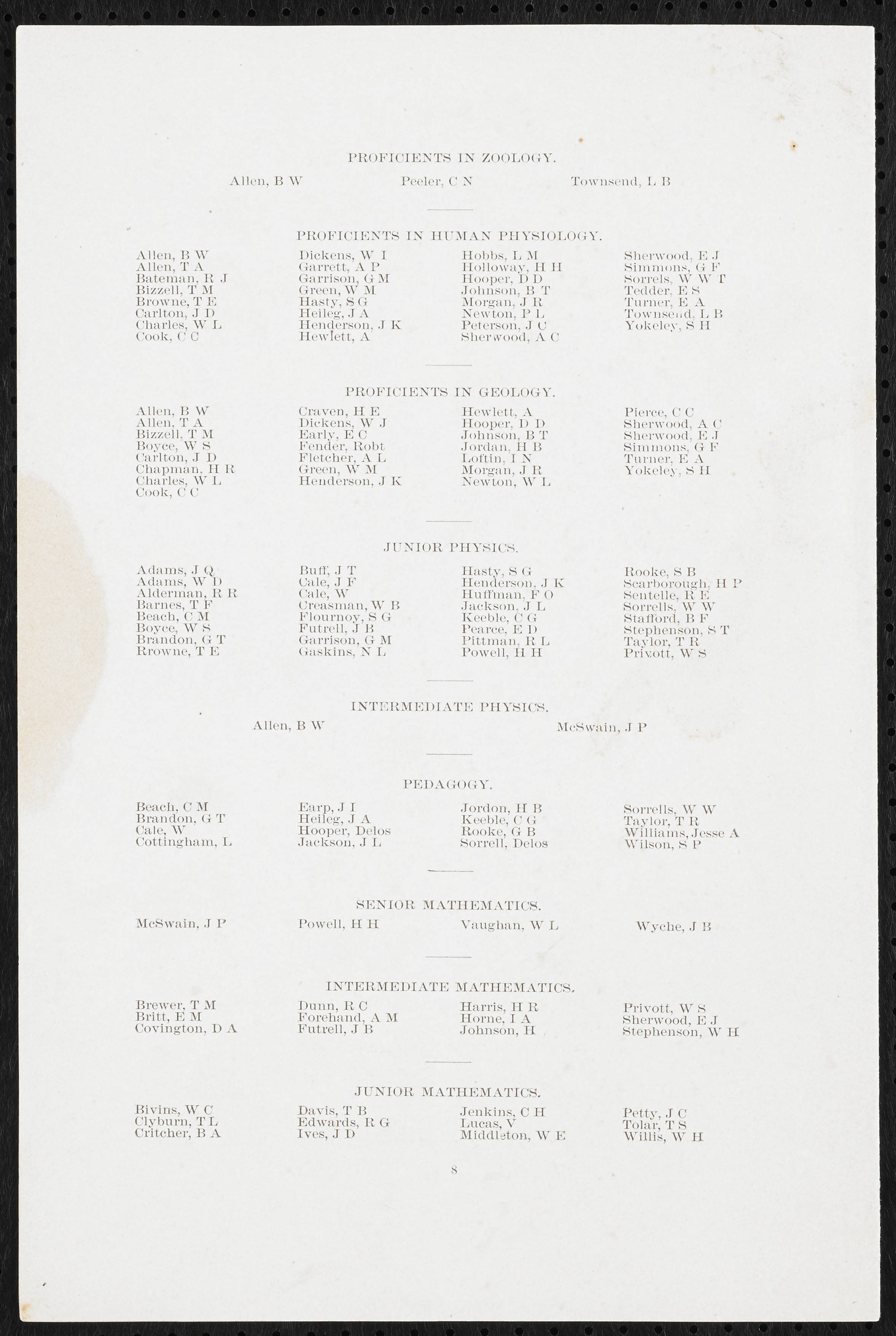 Wake Forest College Commencement Program [1901]