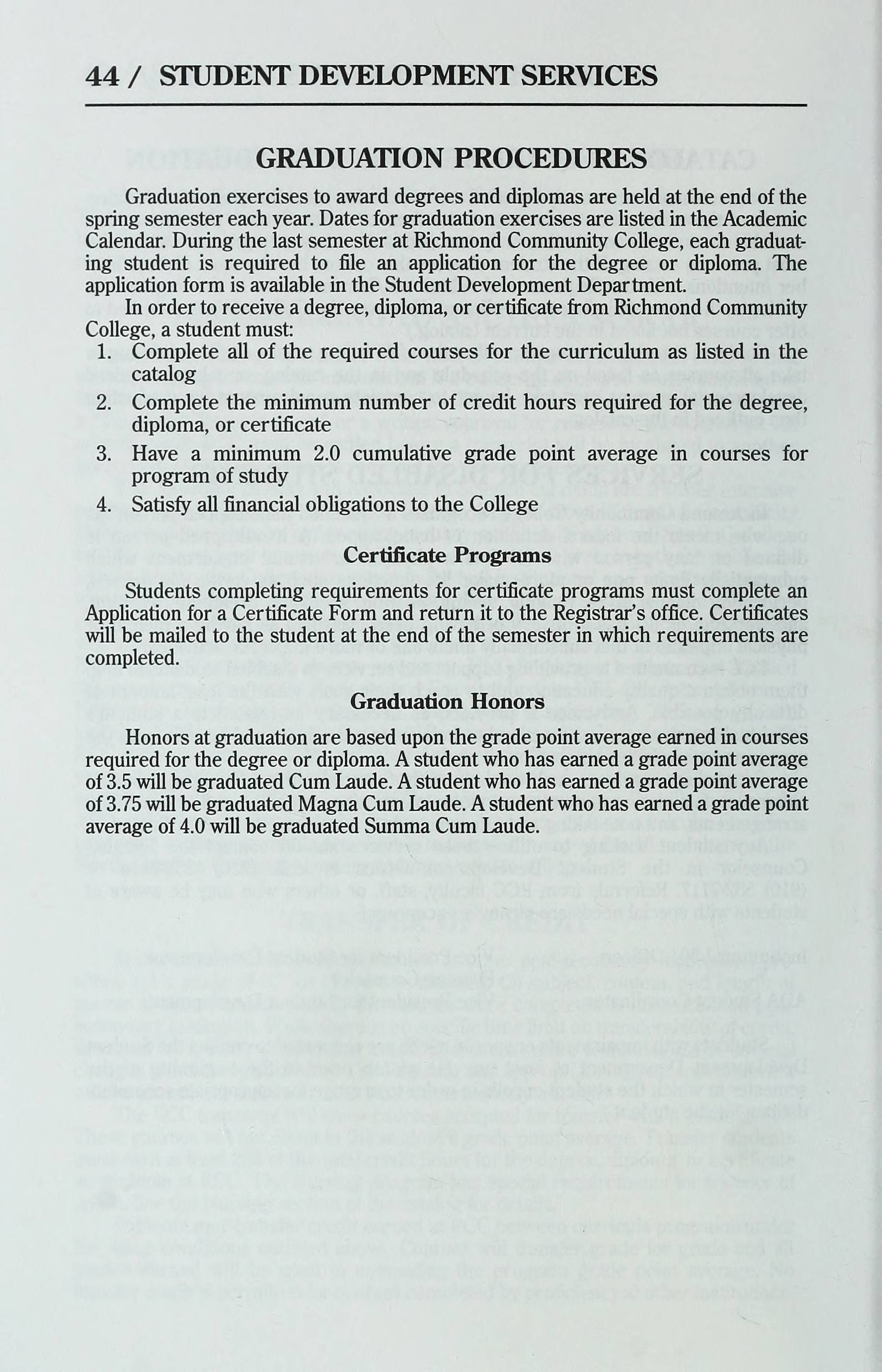 Richmond Community College General Catalog and Student Handbook [1998]
