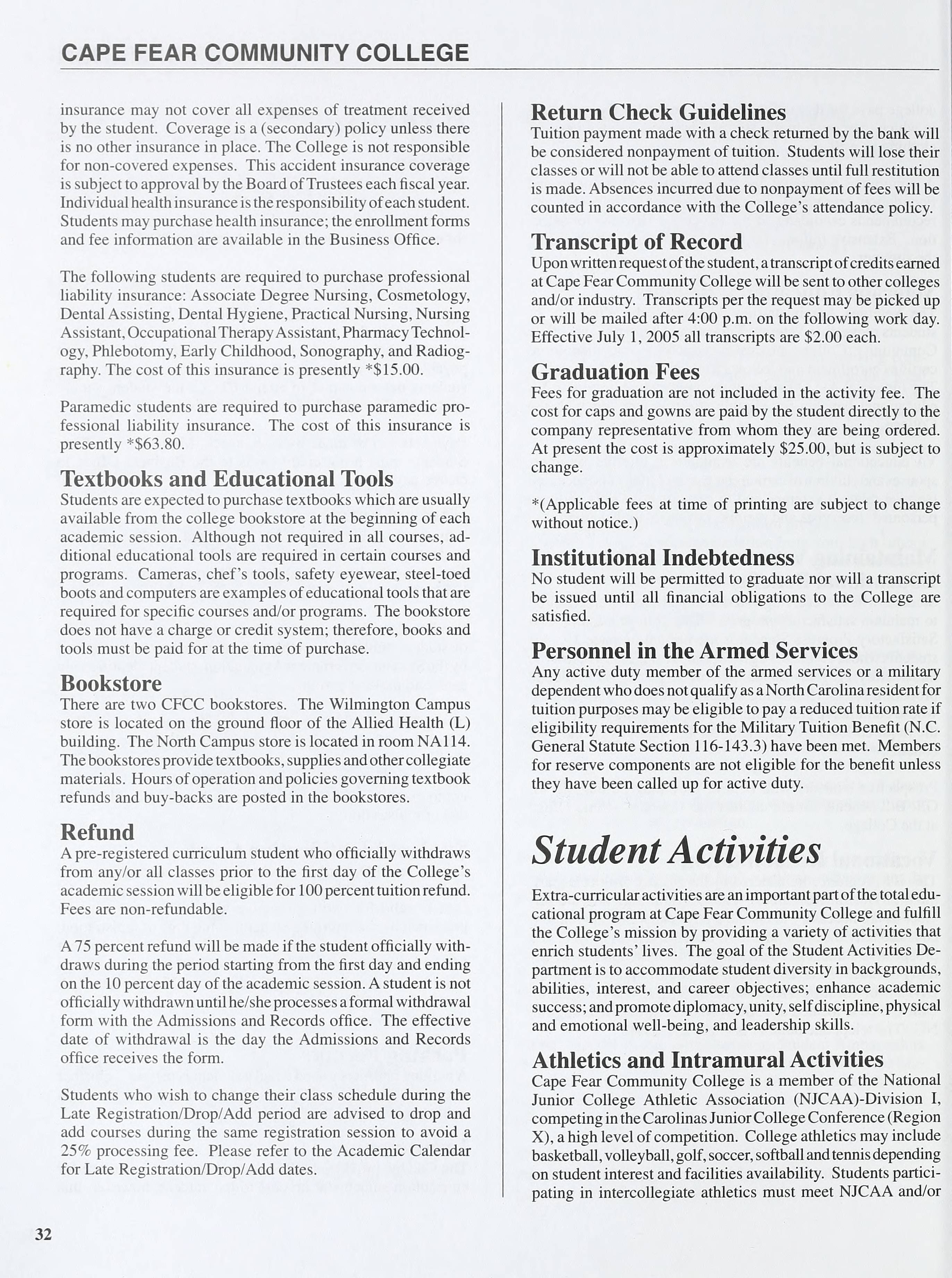 Cape Fear Community College General Catalog and Student Handbook [2006-2007]