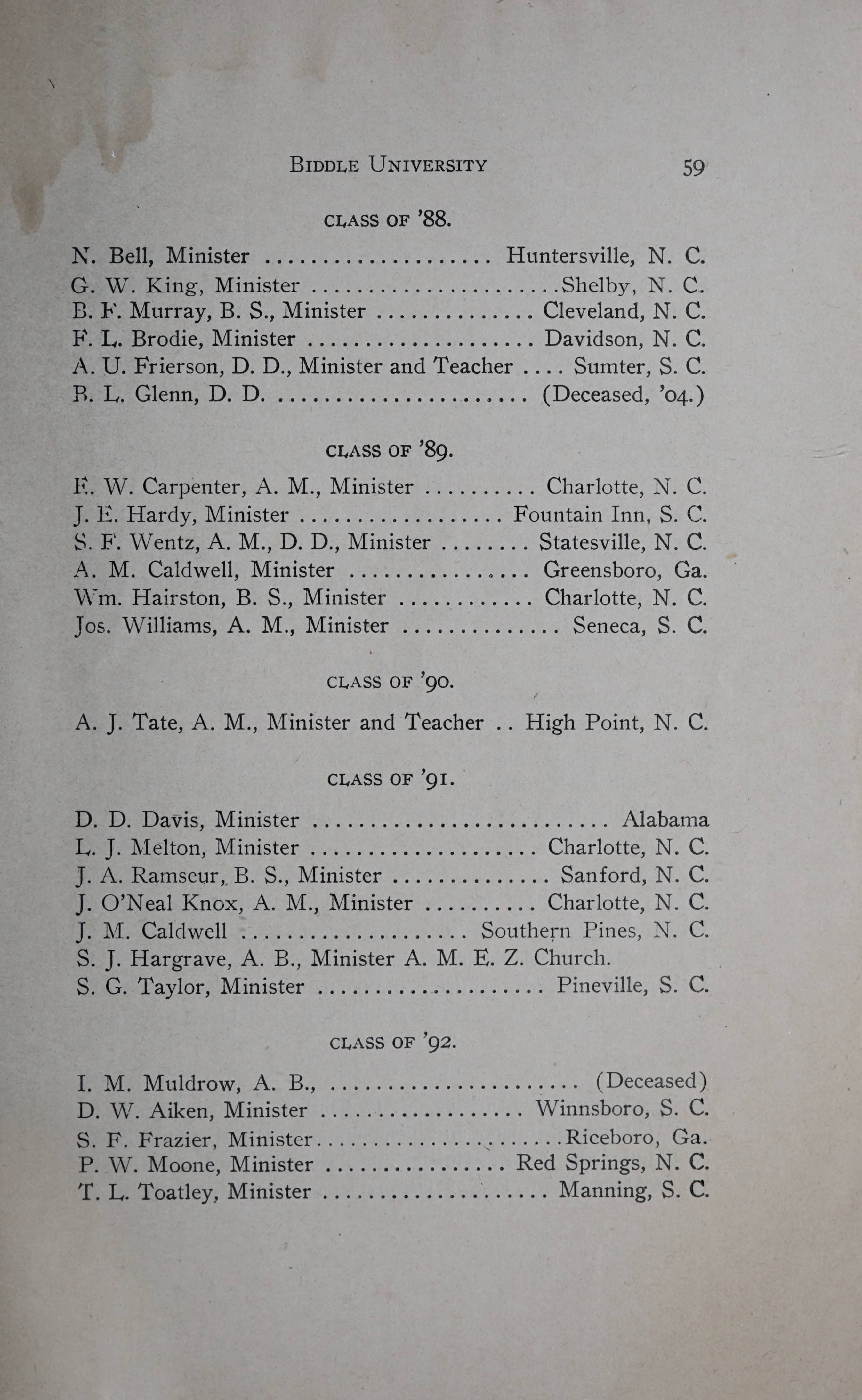 Biddle University General Catalogue 1907 1908