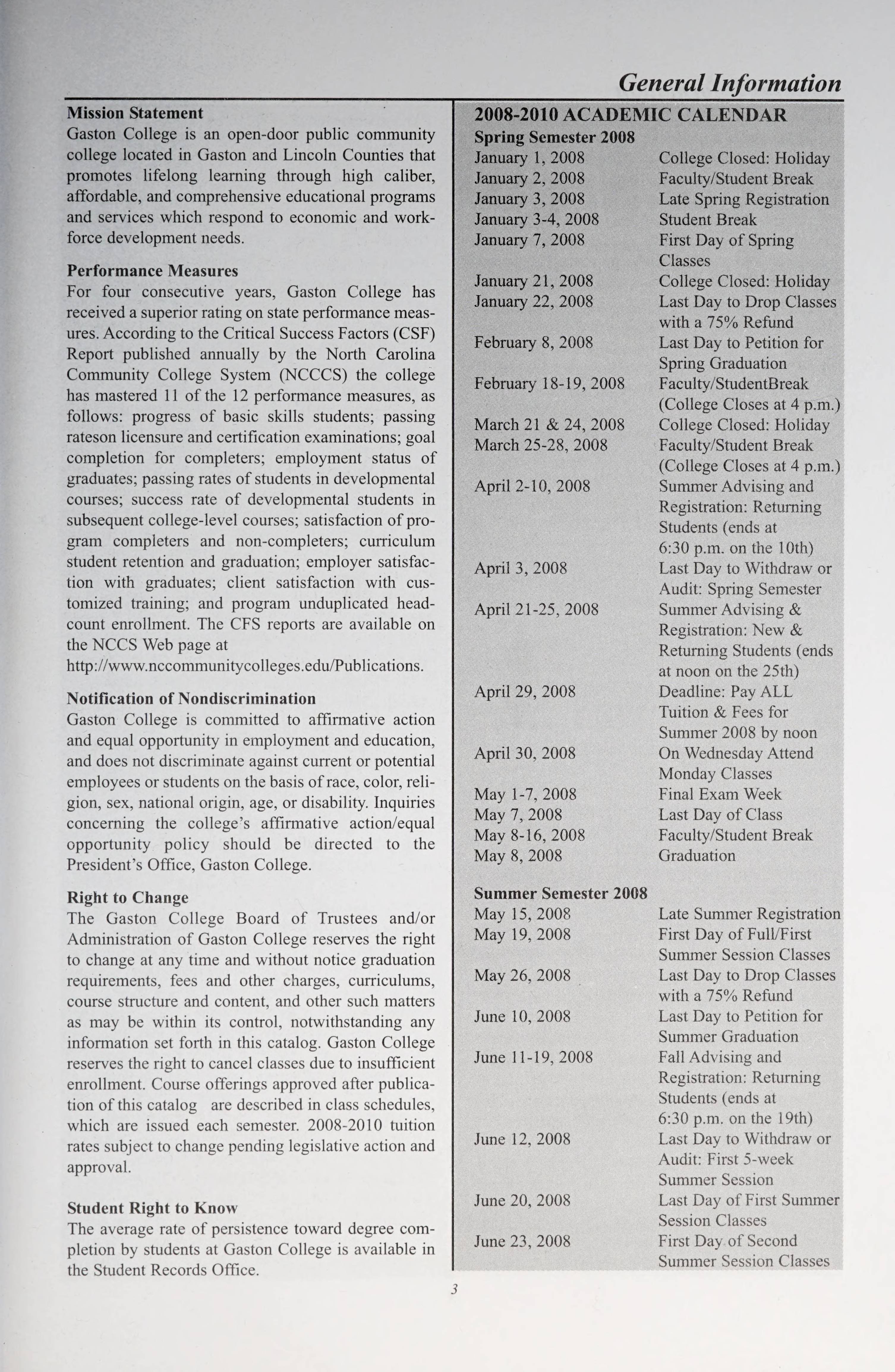 Gaston College 2008-2010 Academic Catalog